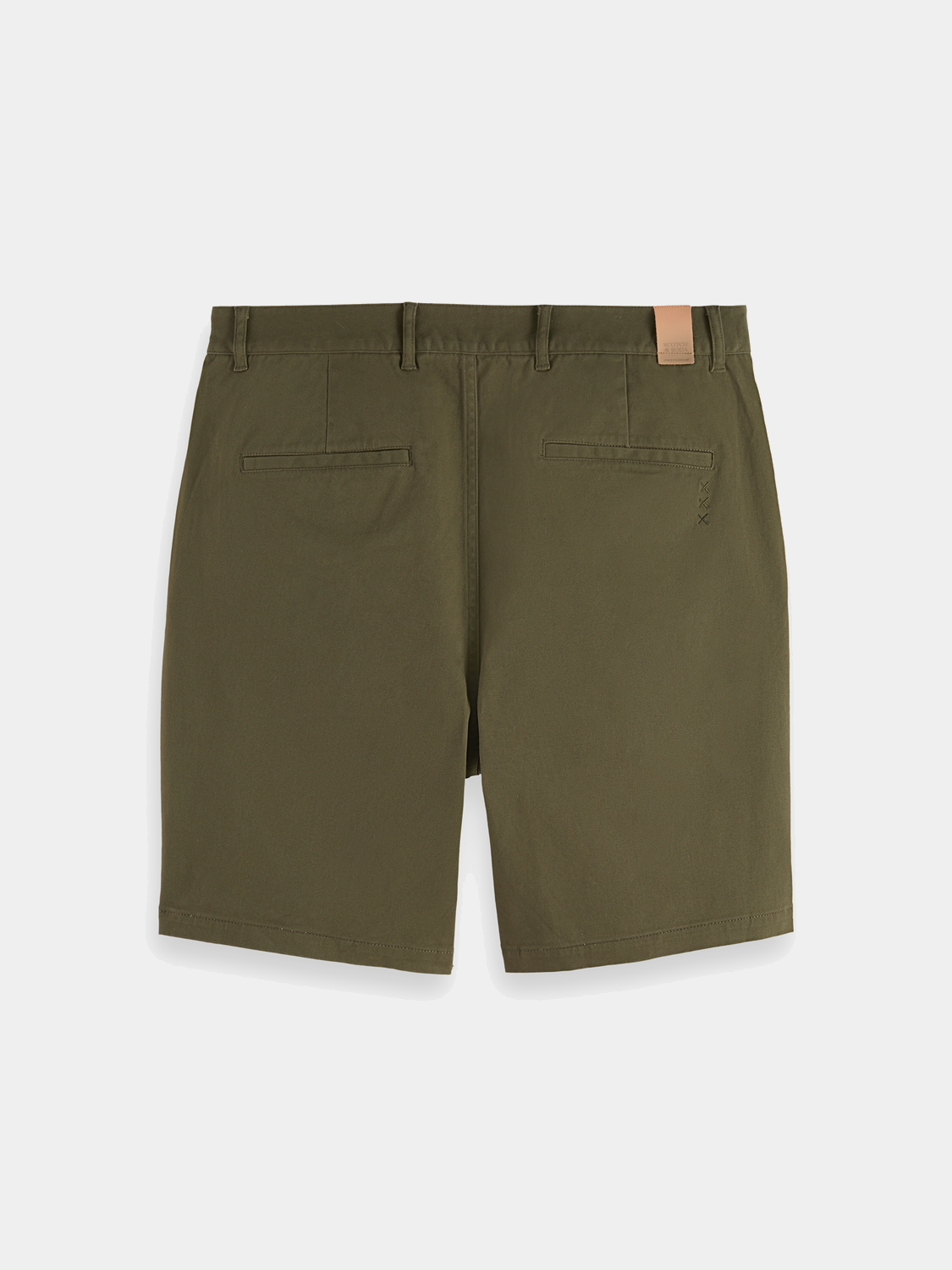 Back view of Scotch & Soda Stuart chino shorts in a neutral color, showing the tailored fit and classic design.