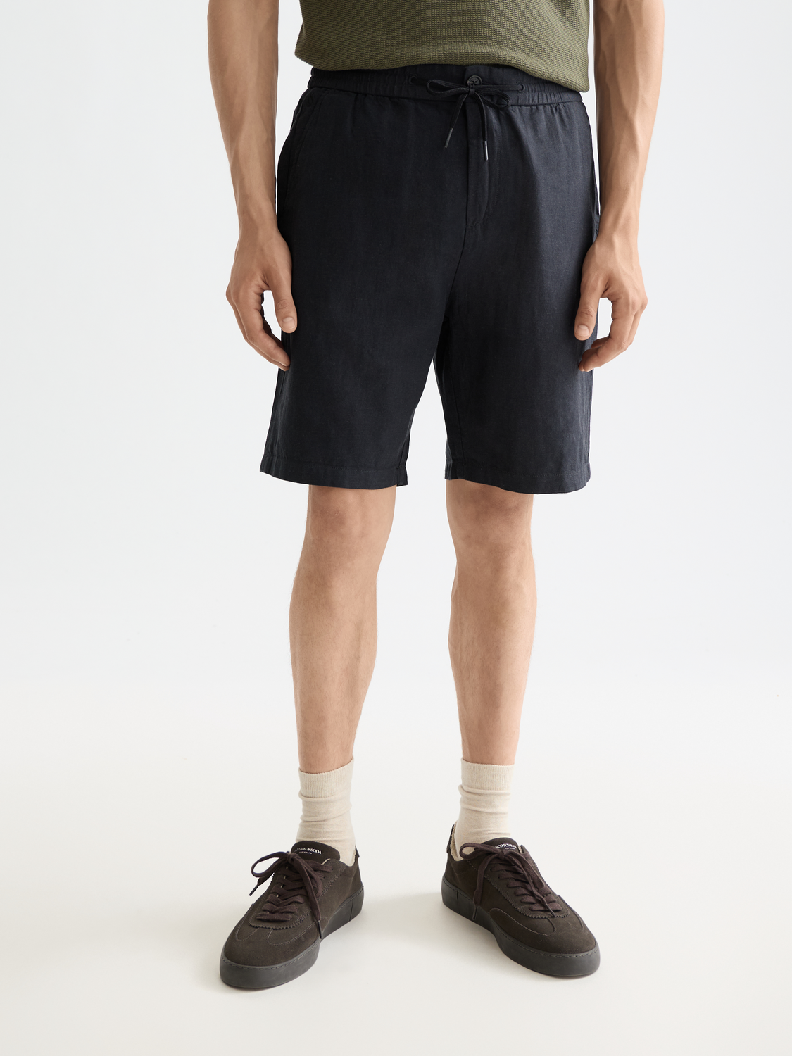Fave cotton-linen shorts - Scotch & Soda NZ