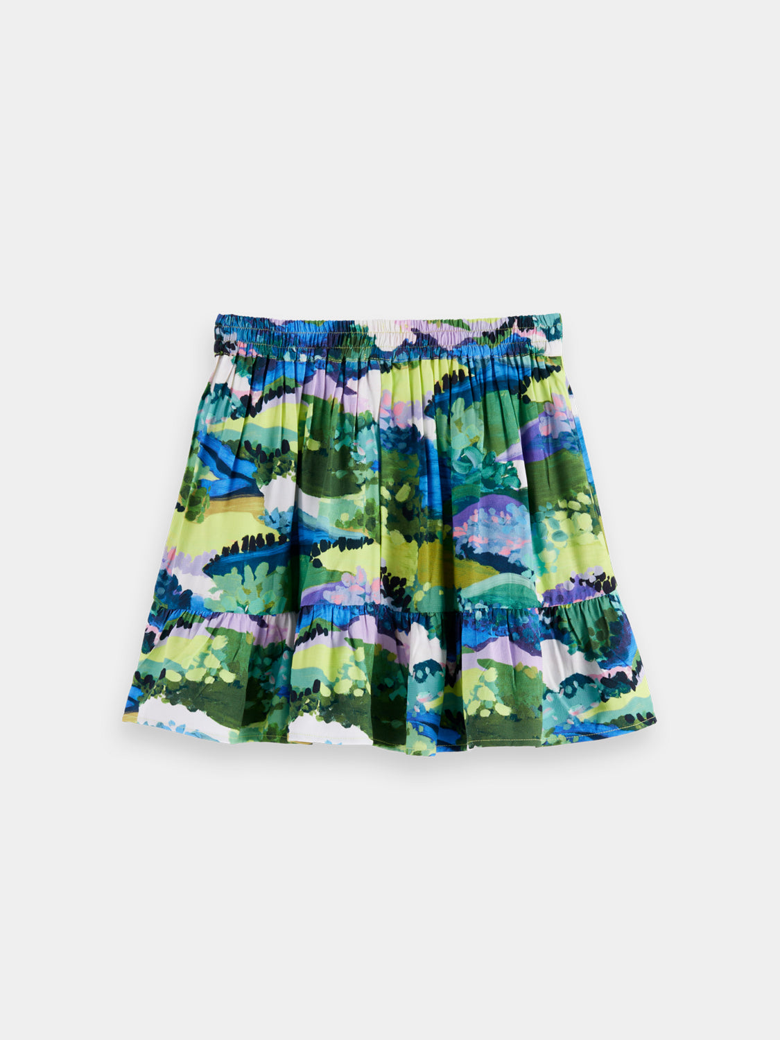 Kids' printed viscose skirt by Scotch & Soda, featuring colorful patterns and a comfortable fit, shown from the back.