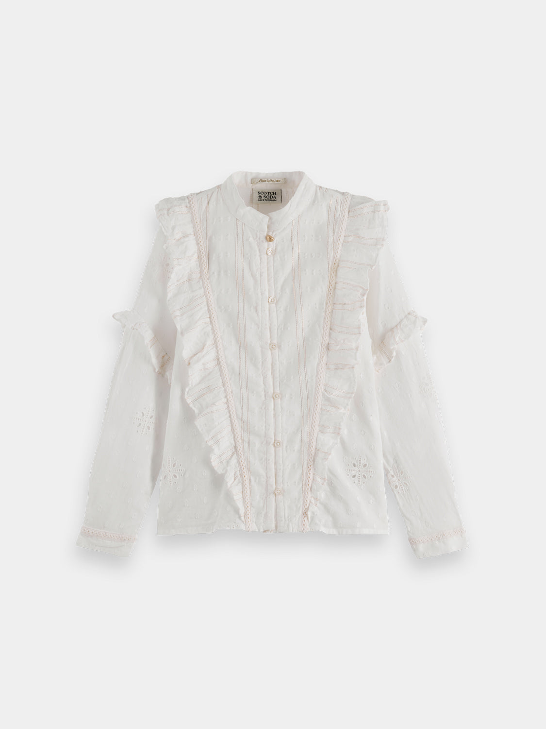 Kids - Lurex cotton shirt - Scotch & Soda NZ
