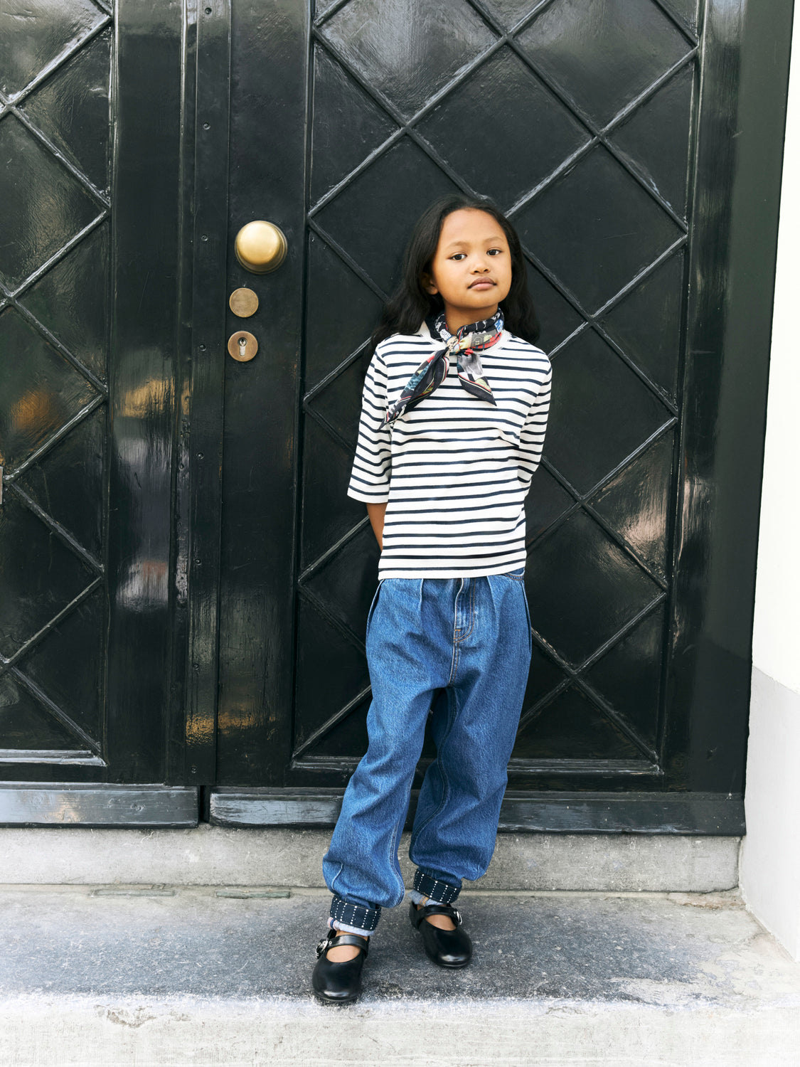 Kids - Denim washed breton t-shirt - Scotch & Soda NZ