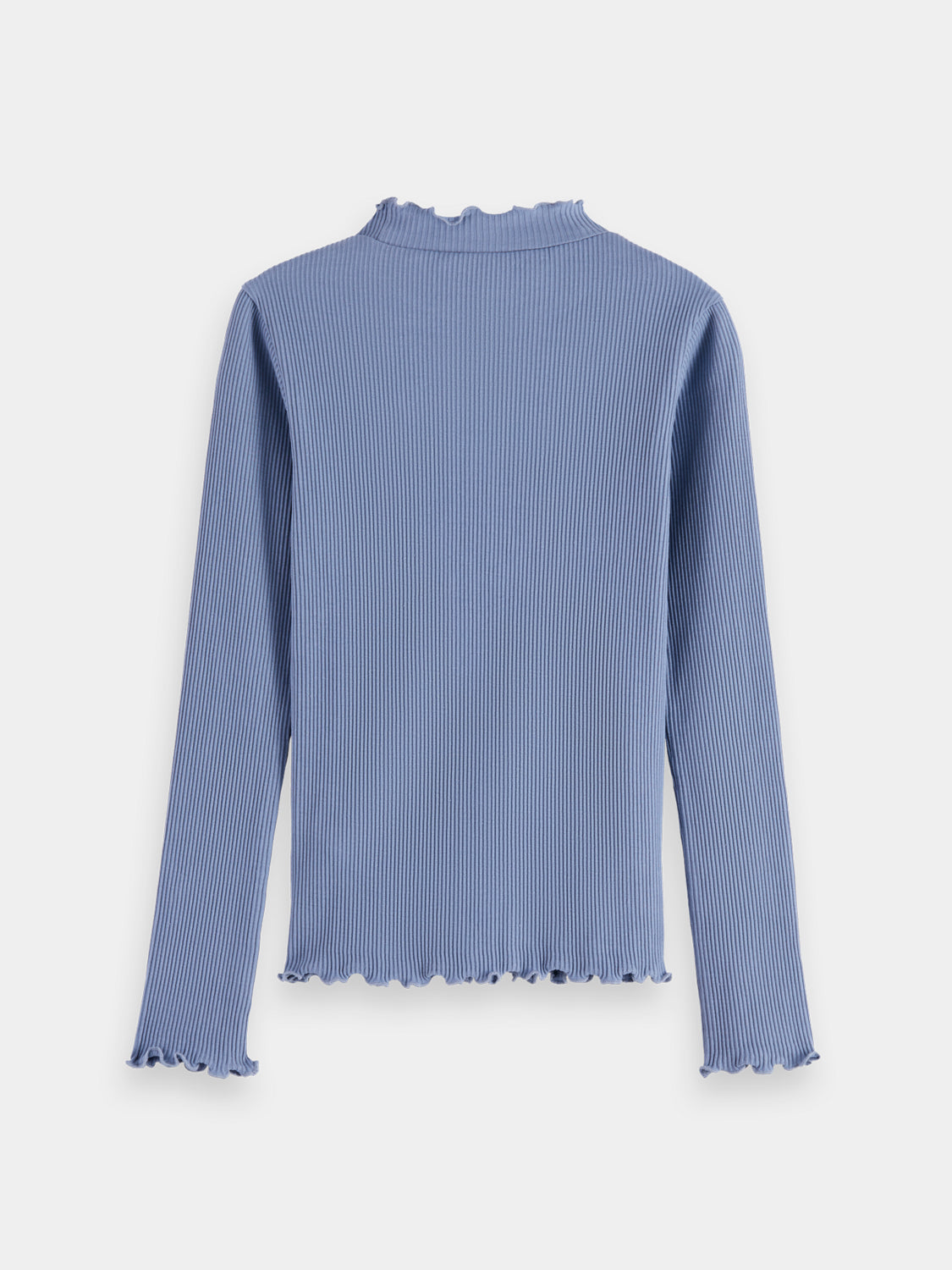 Kids long-sleeved mock neck tee by Scotch & Soda in black fabric, featuring a comfortable fit and stylish design.