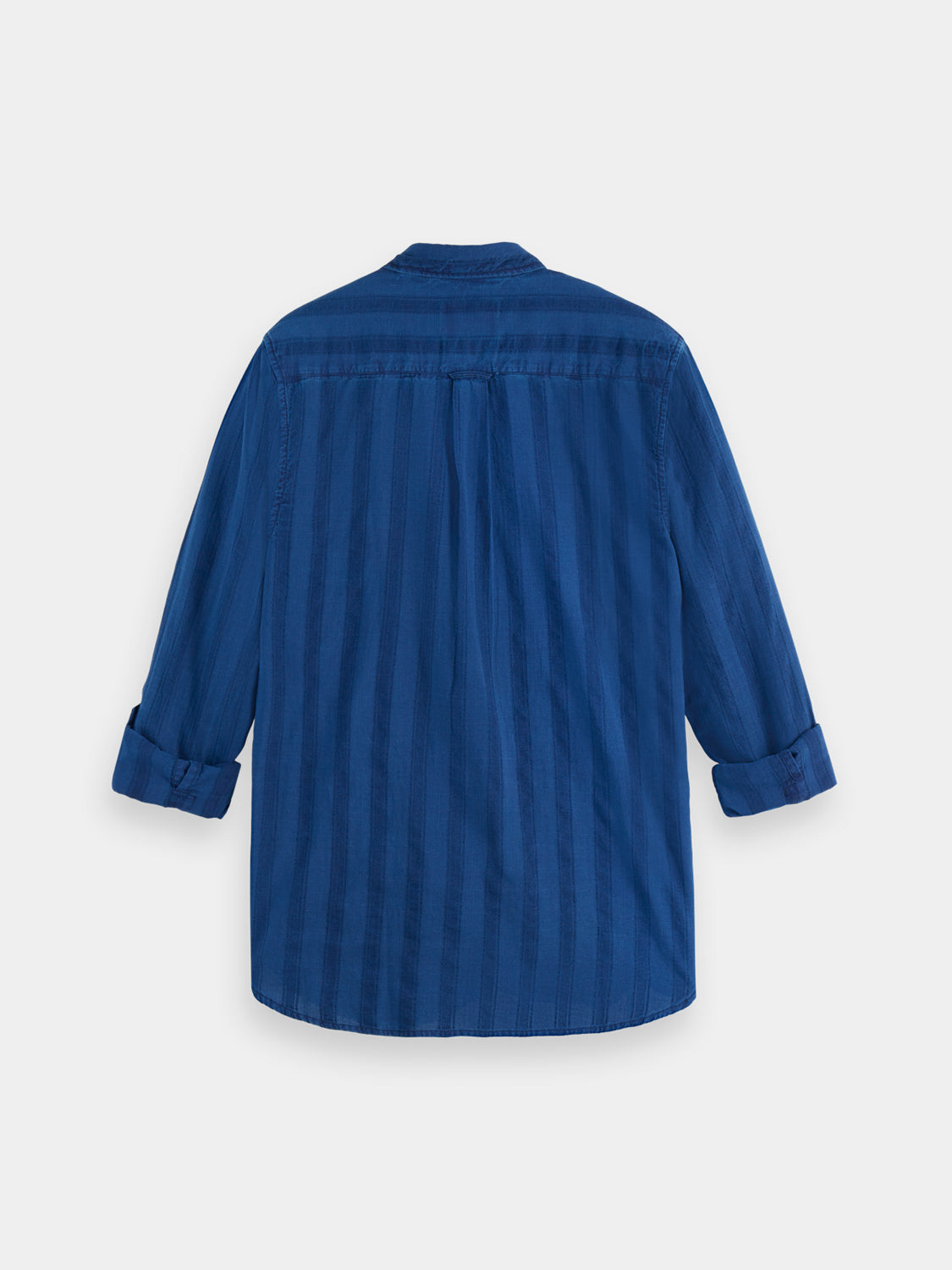 Long sleeve textured indigo shirt by Scotch & Soda, featuring a classic collar and button closure.