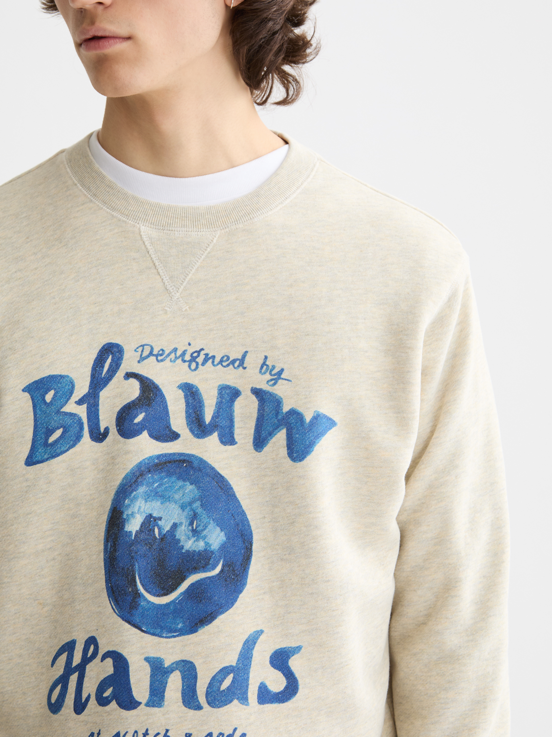 SCOTCH & SODA washed artwork sweatshirt, soft gray sweats featuring artistic print, casual and comfortable clothing item