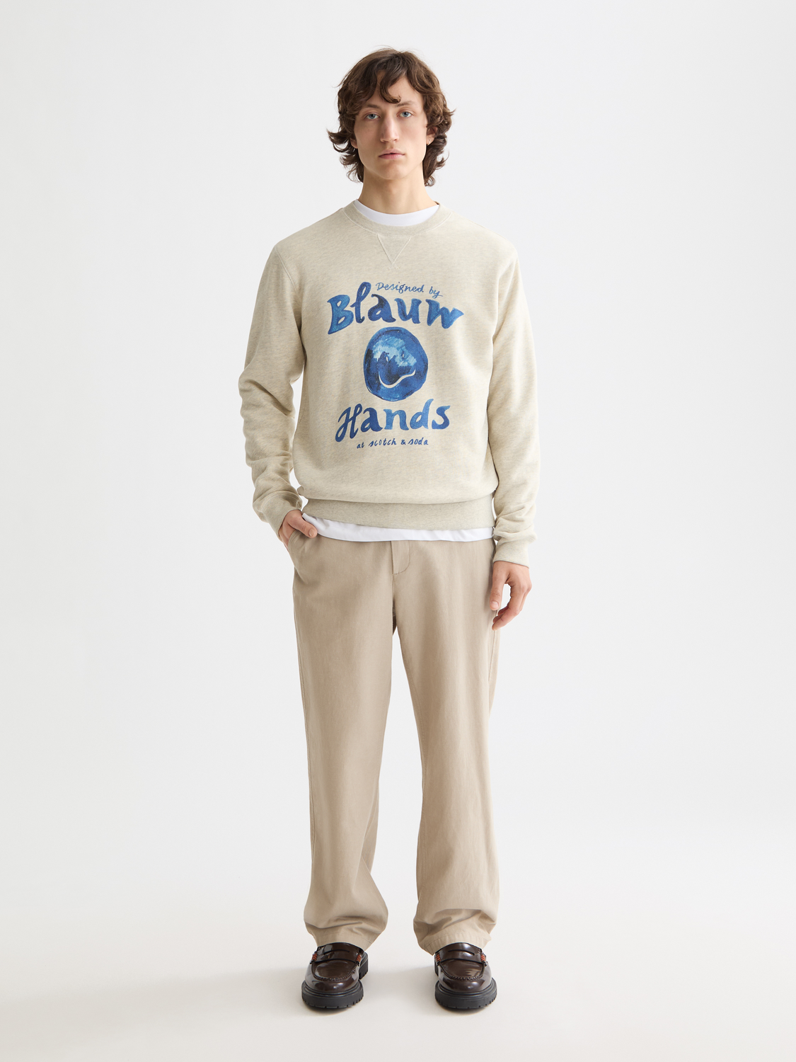 Washed artwork sweatshirt by Scotch & Soda featuring a casual fit with artistic printed design on soft fabric.