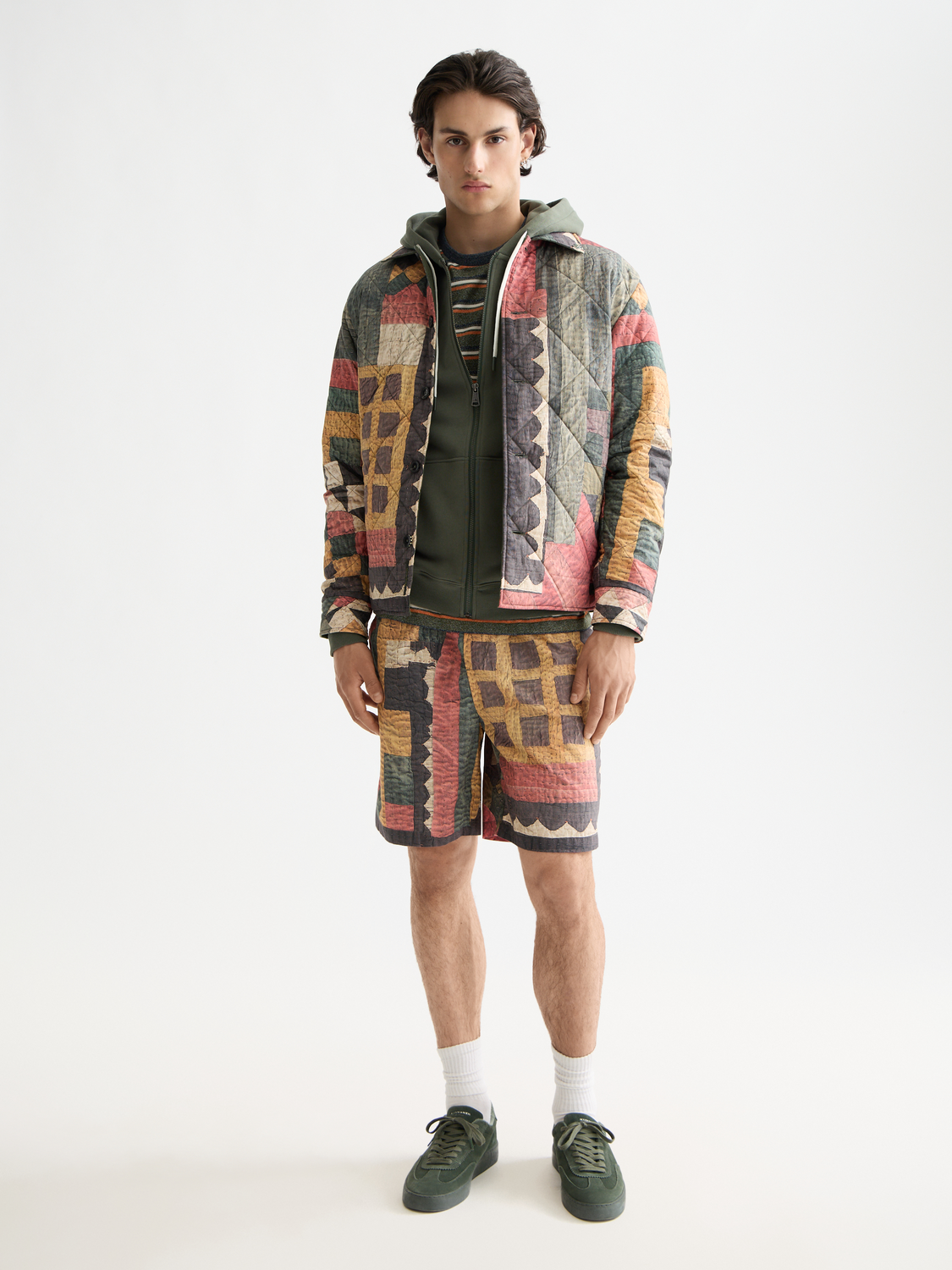 Patchwork overshirt jacket by Scotch & Soda, featuring a stylish multicolor patchwork design and button closure.