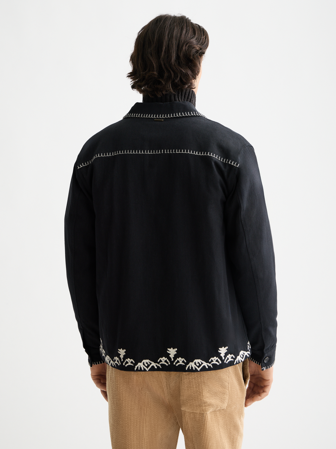 Embroidered worker jacket by Scotch & Soda featuring detailed embroidery, front pockets, and a casual fit.