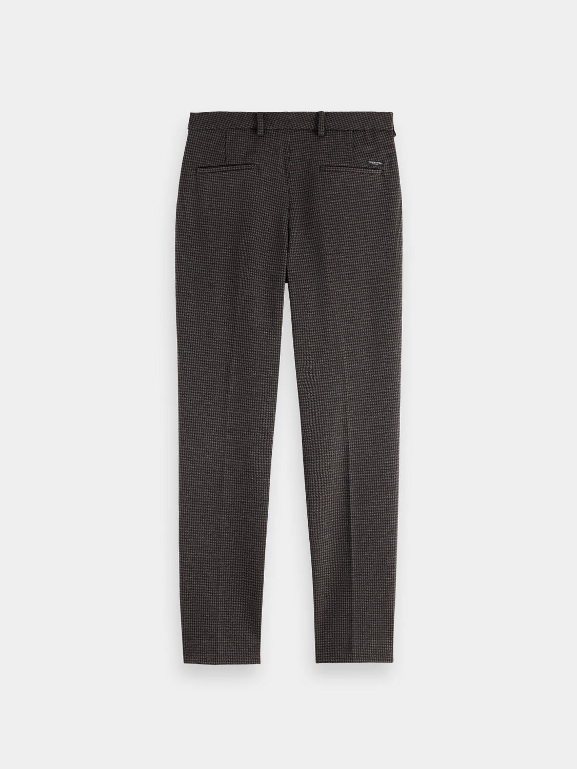 Dark blue Scotch & Soda Mott super slim-fit chinos pants showing back view with tailored fit and clean waistband.