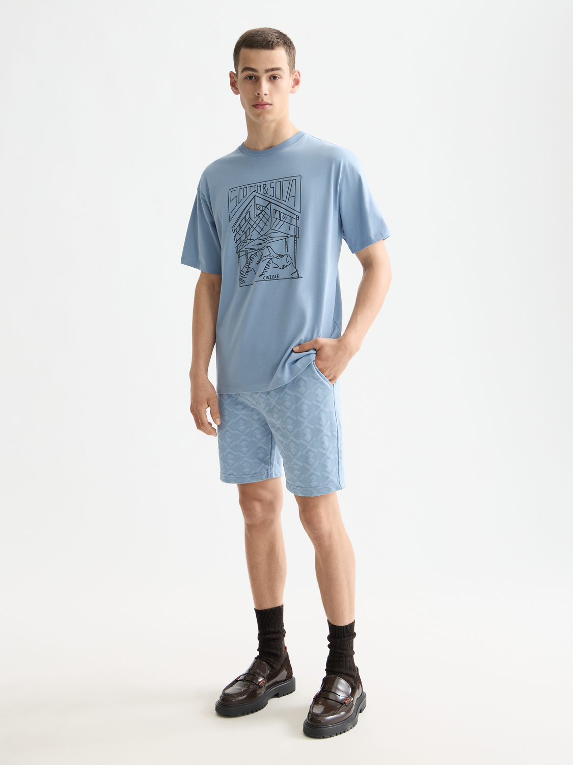 Jacquard terry sweatshorts - Scotch & Soda NZ
