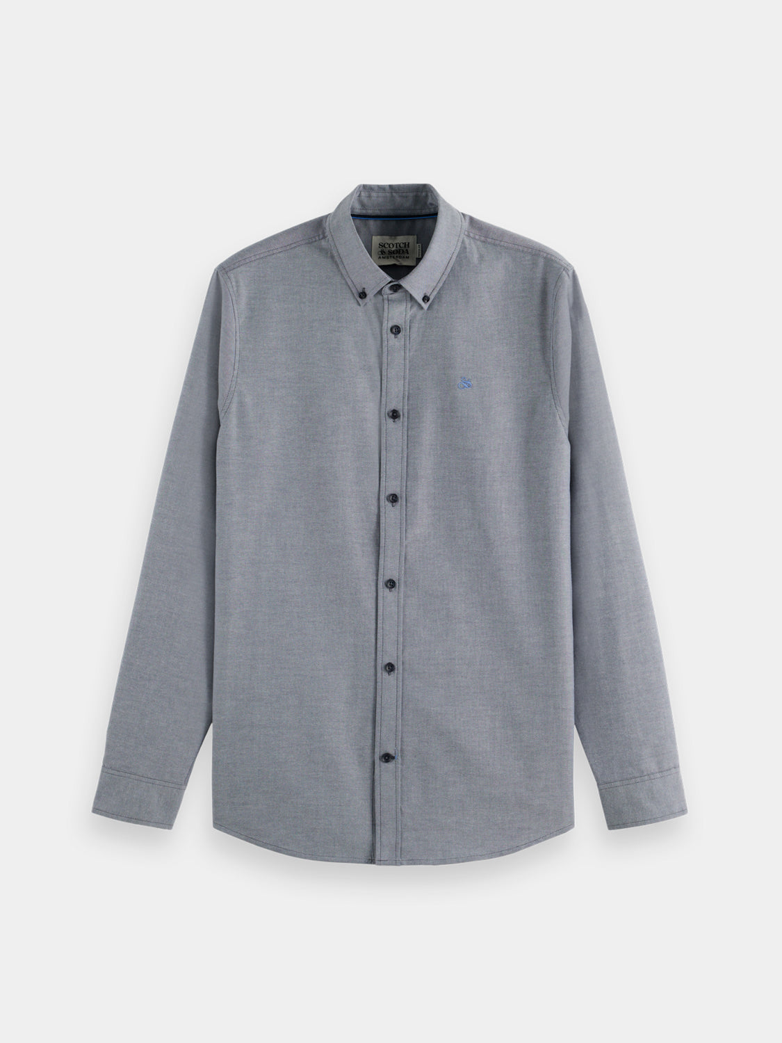Long-sleeve Oxford shirt from Scotch & Soda, showing classic collar and button-down front in a casual, stylish fit.