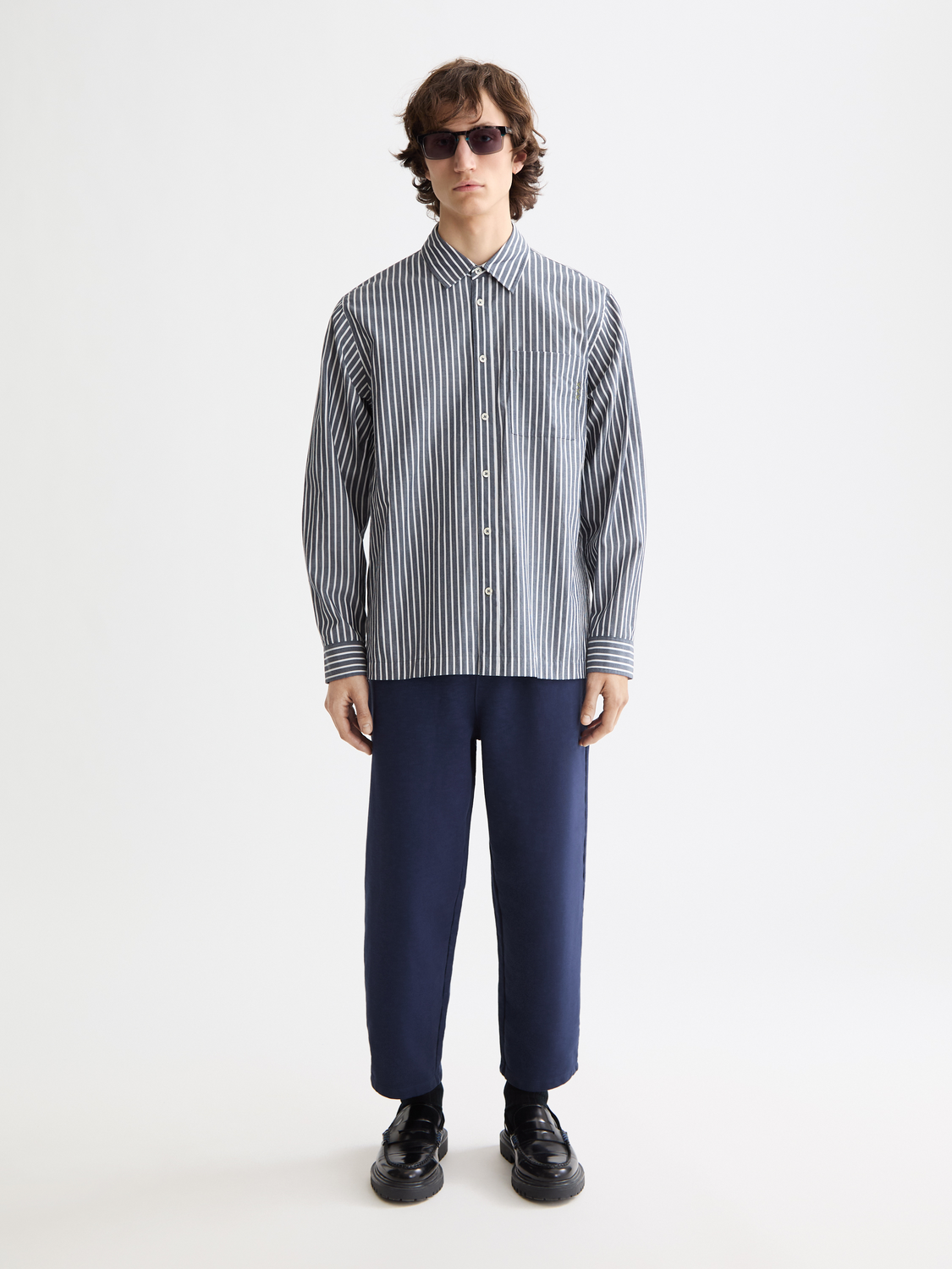Long sleeve striped poplin shirt by Scotch & Soda, featuring a classic design and button-down front.