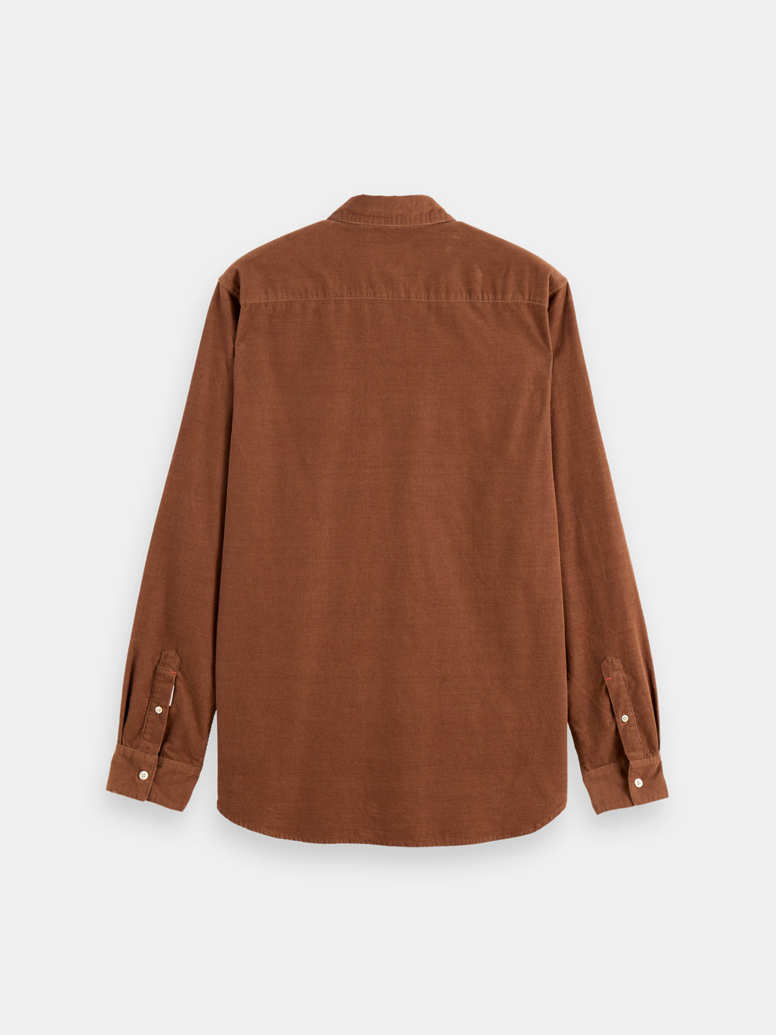 Long-sleeve Scotch & Soda corduroy shirt in earthy tones, featuring a classic collar and button front.