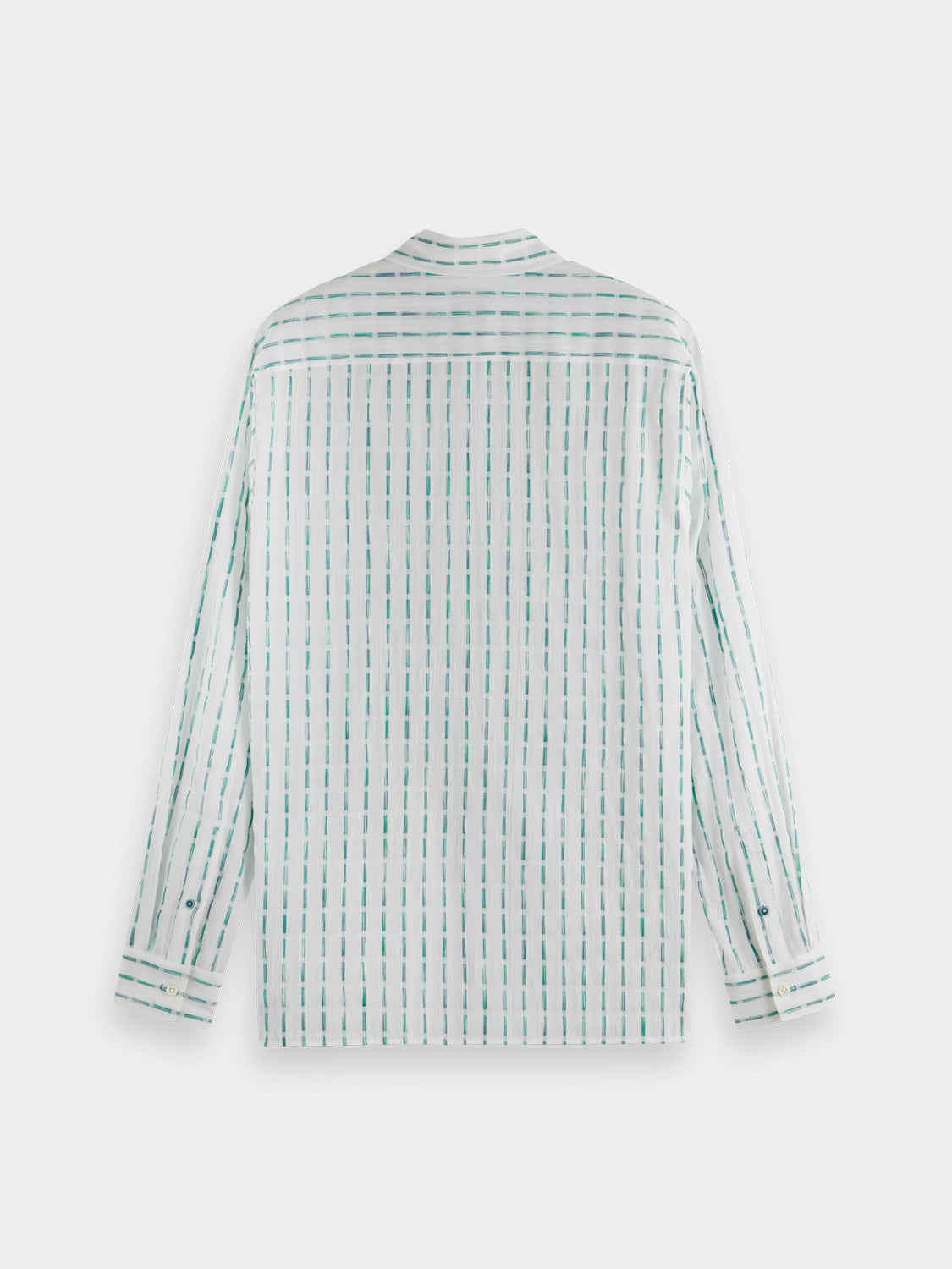 Long sleeve striped cotton-voile shirt by Scotch & Soda shown from the back, featuring a relaxed fit and soft fabric.