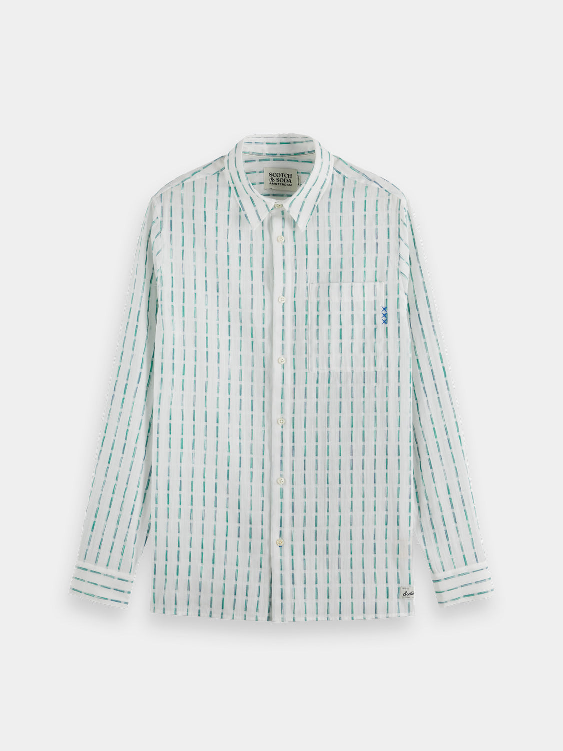 Long-sleeve striped cotton-voile shirt by Scotch & Soda, featuring a lightweight, breathable fabric and casual style.