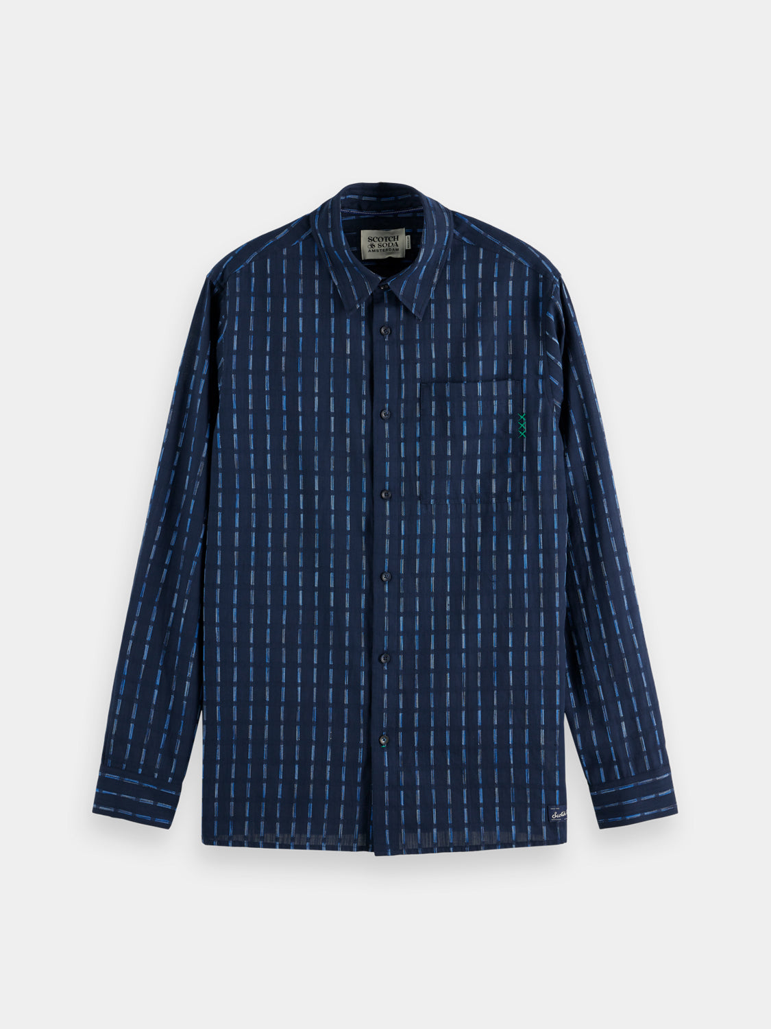 Long-sleeve striped cotton-voile shirt by Scotch & Soda, featuring a lightweight, breathable fabric and classic design.