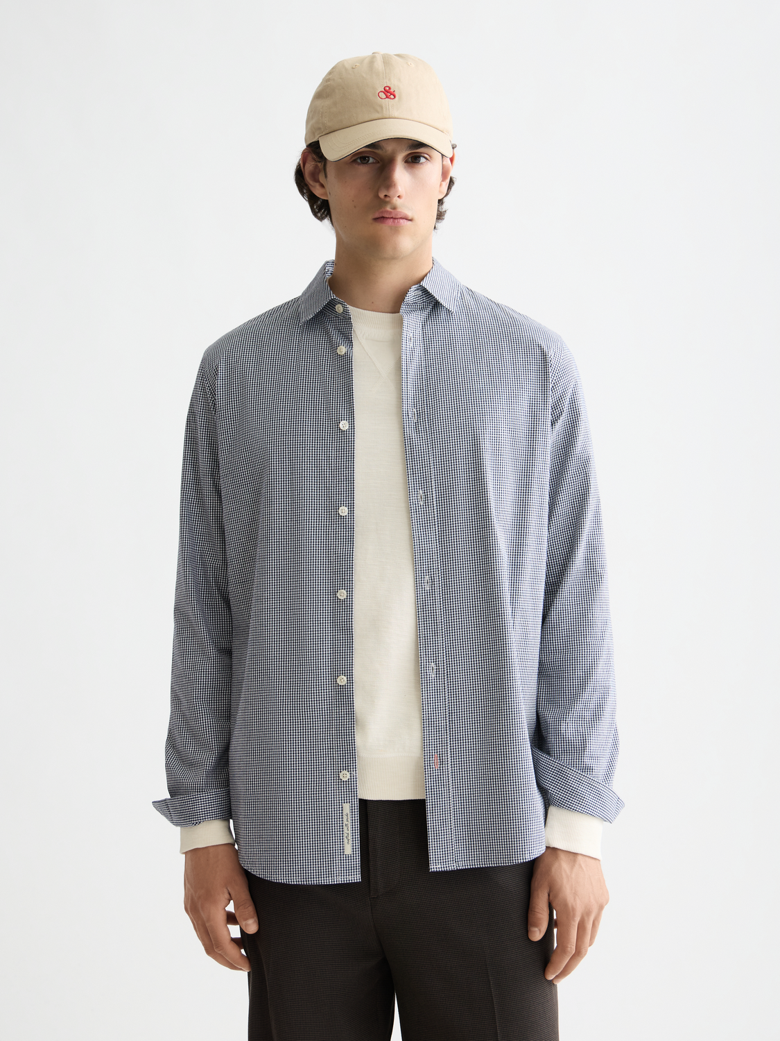 Long sleeve check poplin shirt by Scotch & Soda, featuring a classic plaid pattern and button-down collar.