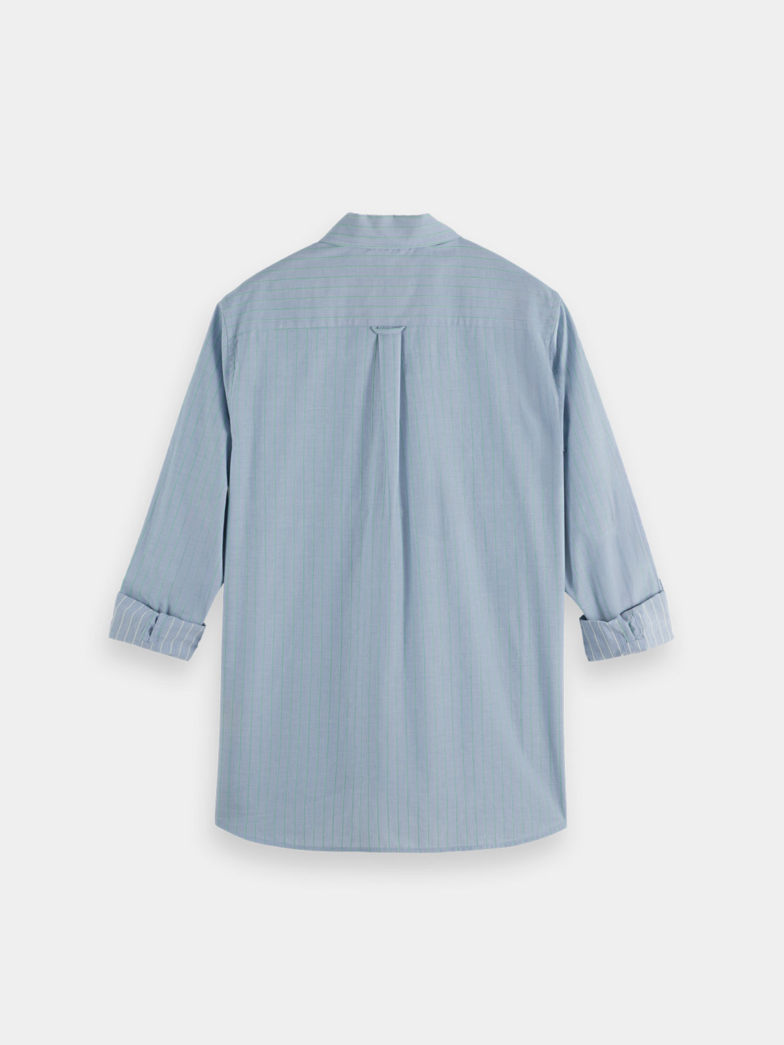Long sleeve yarn-dyed striped shirt by Scotch & Soda, featuring blue and white vertical stripes and a classic collar.