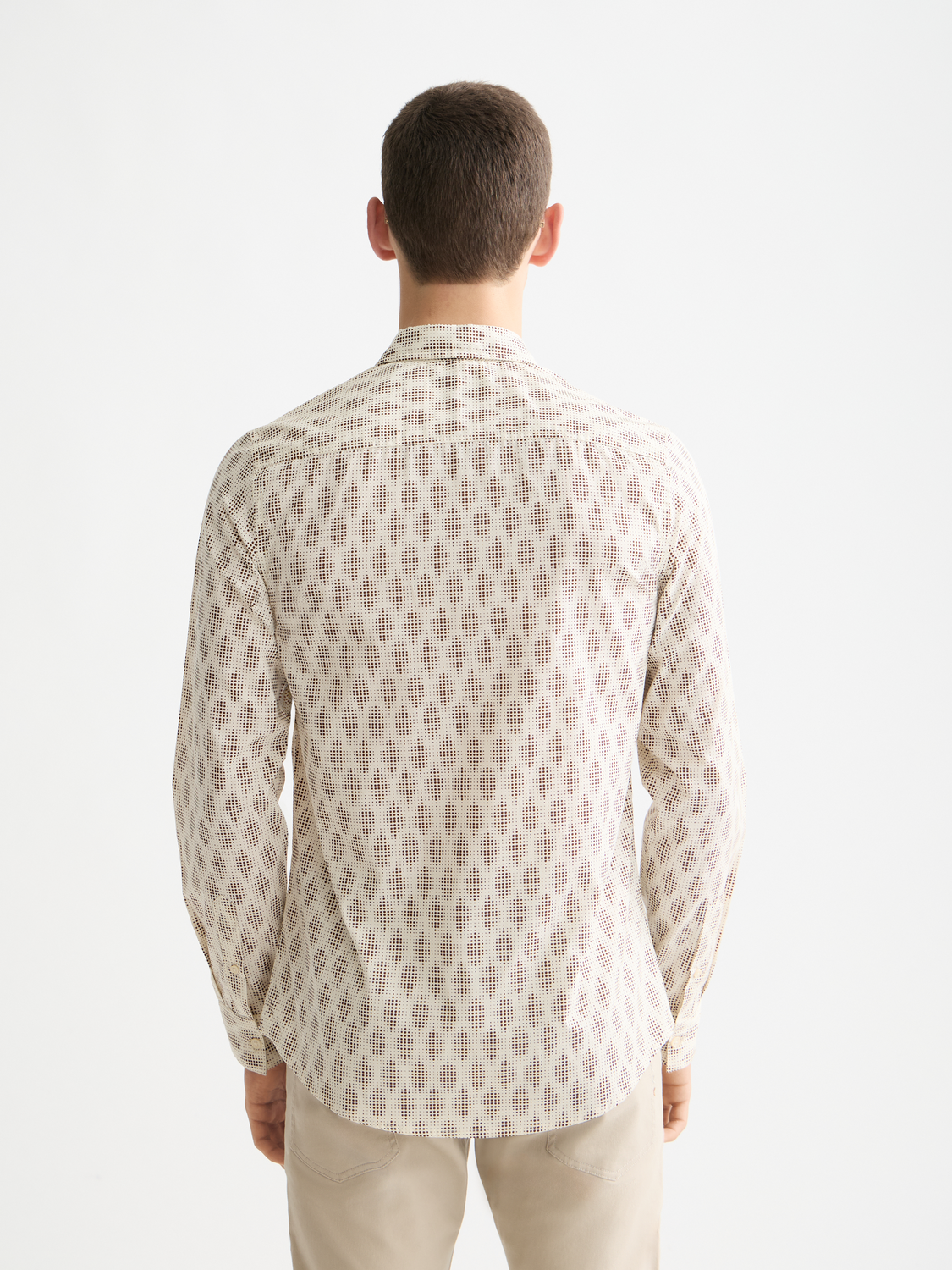 Long sleeve printed shirt from Scotch & Soda with a bold, colorful design shown on a flat lay.
