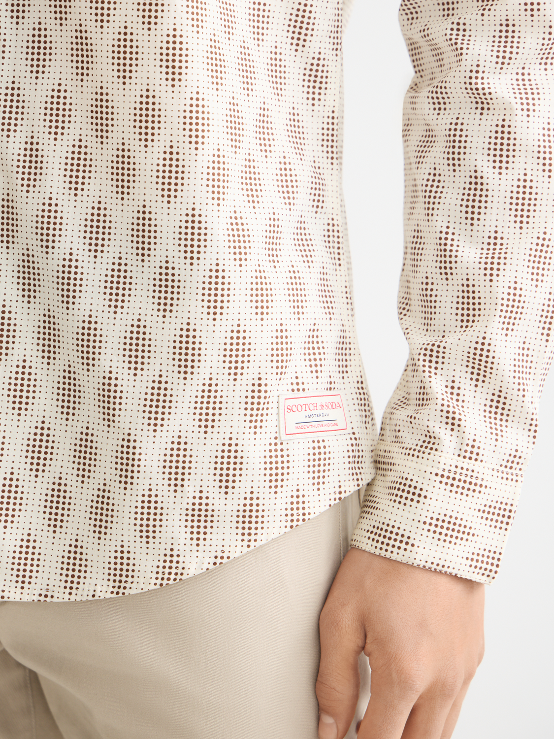 Long-sleeve printed shirt by Scotch & Soda featuring vibrant patterns and casual fit.