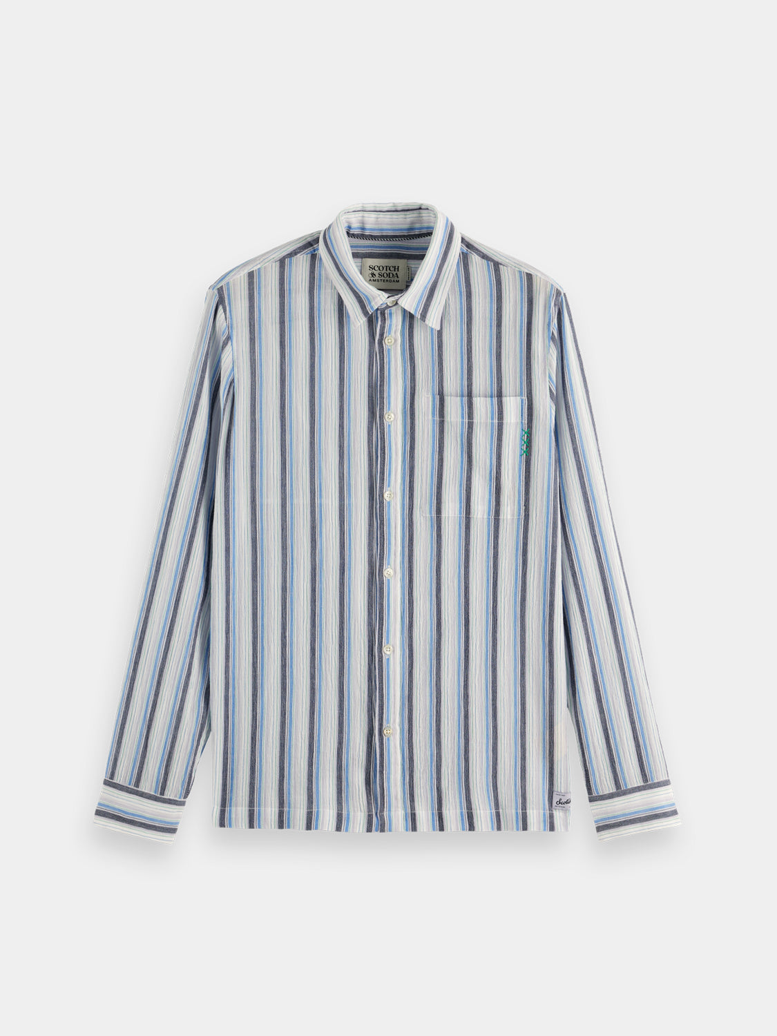 Long sleeve textured striped shirt by Scotch & Soda, featuring a stylish pattern and comfortable fit.