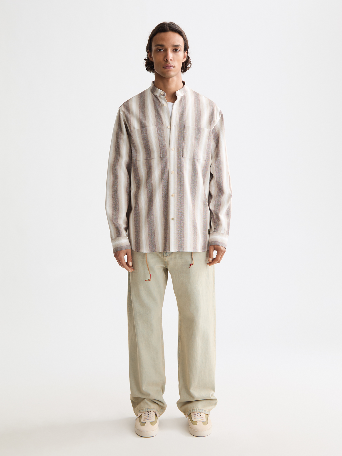 Long-sleeve Scotch & Soda shadow-striped cotton shirt with a button-down collar and classic fit.