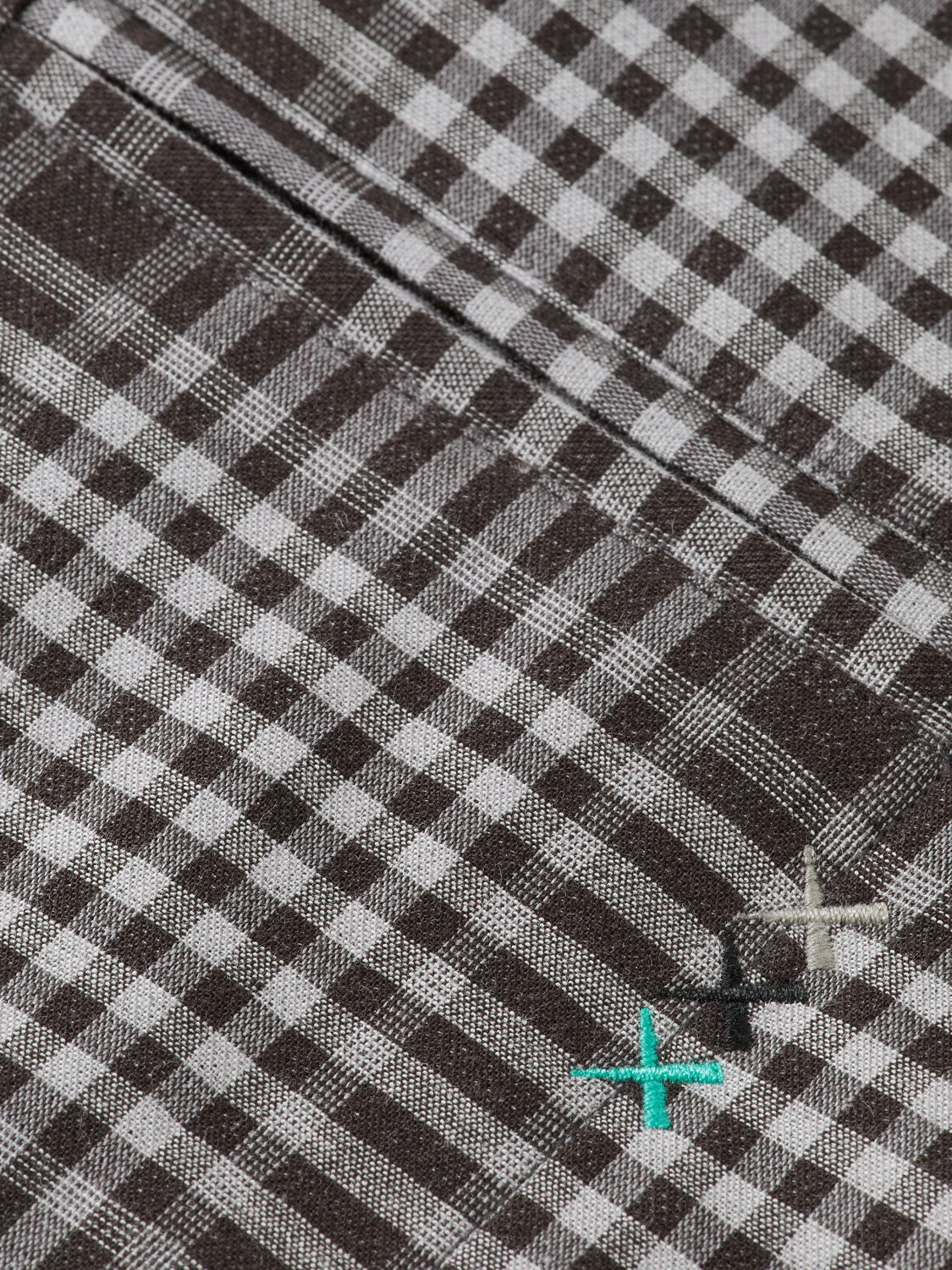 Long sleeve shadow check double face shirt by Scotch & Soda, showing the patterned fabric and collar detail.