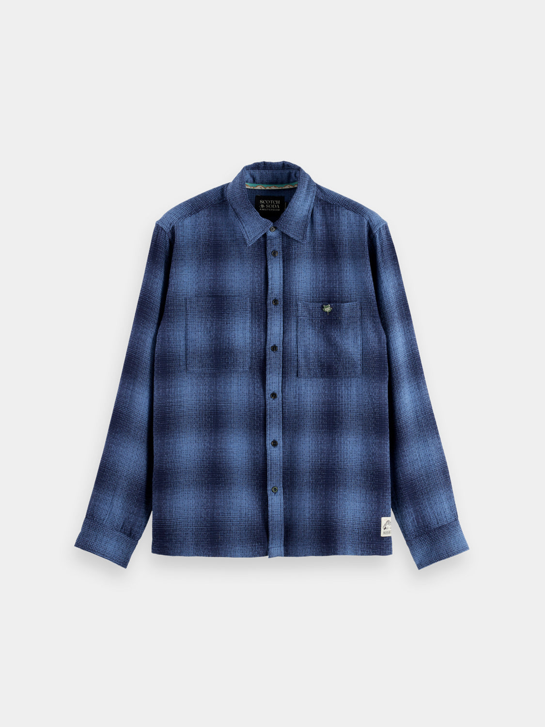 Long sleeve shadow check shirt by Scotch & Soda, featuring a stylish checkered pattern and classic collar.