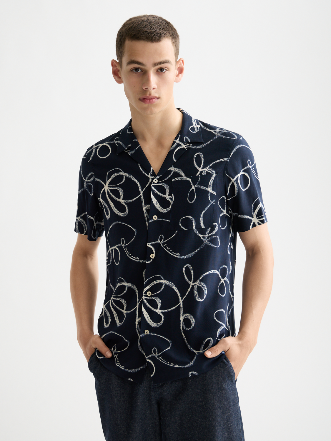 Printed short-sleeved shirt by Scotch & Soda with a vibrant floral pattern, casual fit, and lightweight fabric.