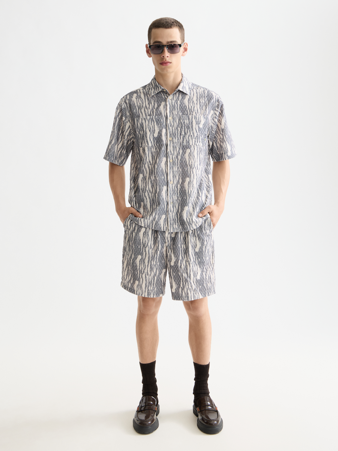 Jacquard short sleeved shirt - Scotch & Soda NZ