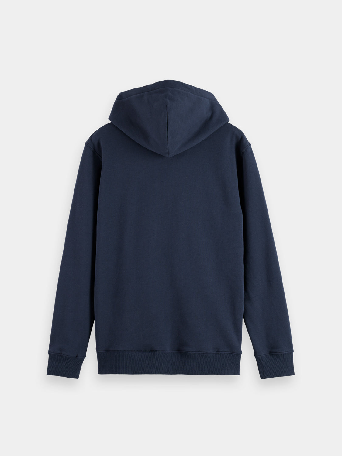 Black Scotch & Soda zip-through logo hoodie made of soft sweatshirt material with front pockets and a hood.