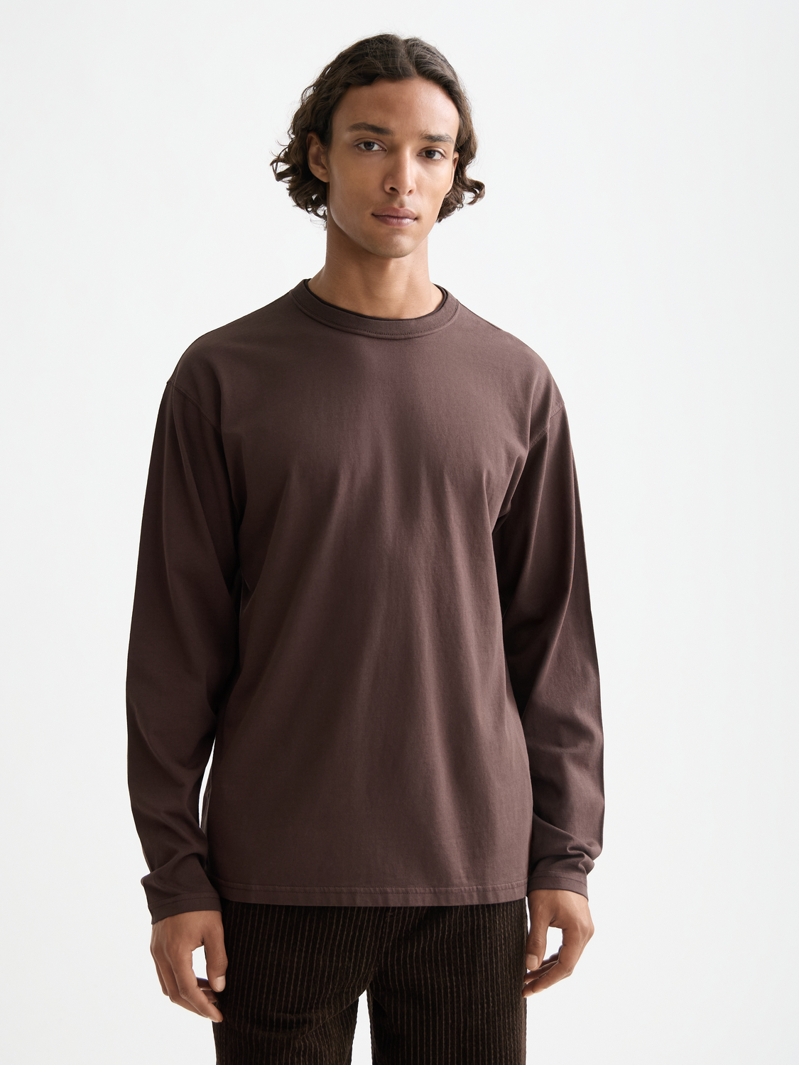 Long-sleeved Scotch & Soda T-shirt with a crew neck and graphic print, shown in a front view.