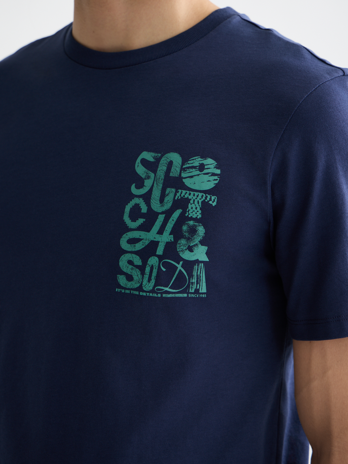 Scotch & Soda men's short sleeve chest logo T-shirt in a casual fit, featuring a prominent logo on the front.