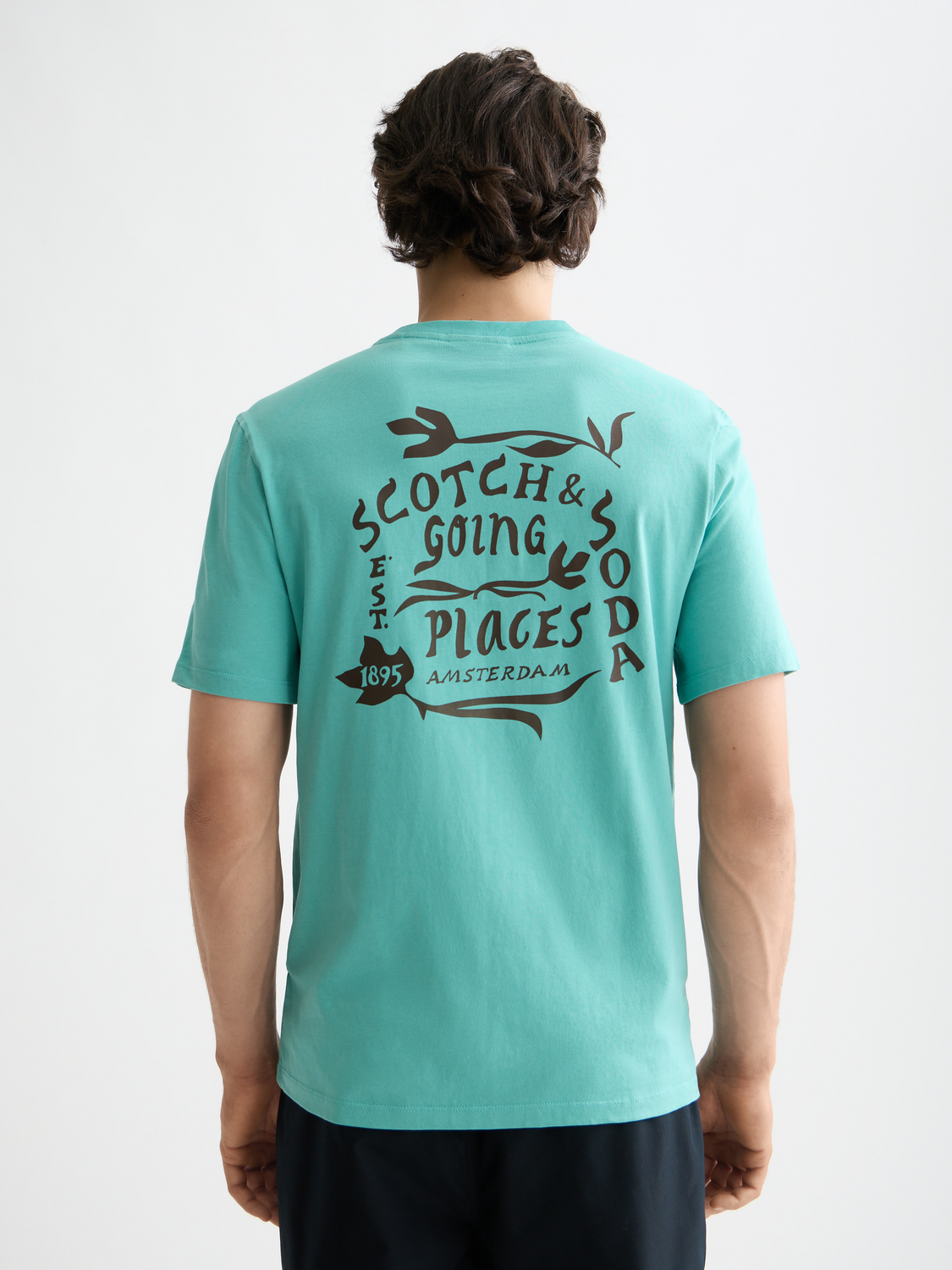 Scott & Soda artwork T-shirt, short-sleeve tee featuring a colorful graphic design on the back.