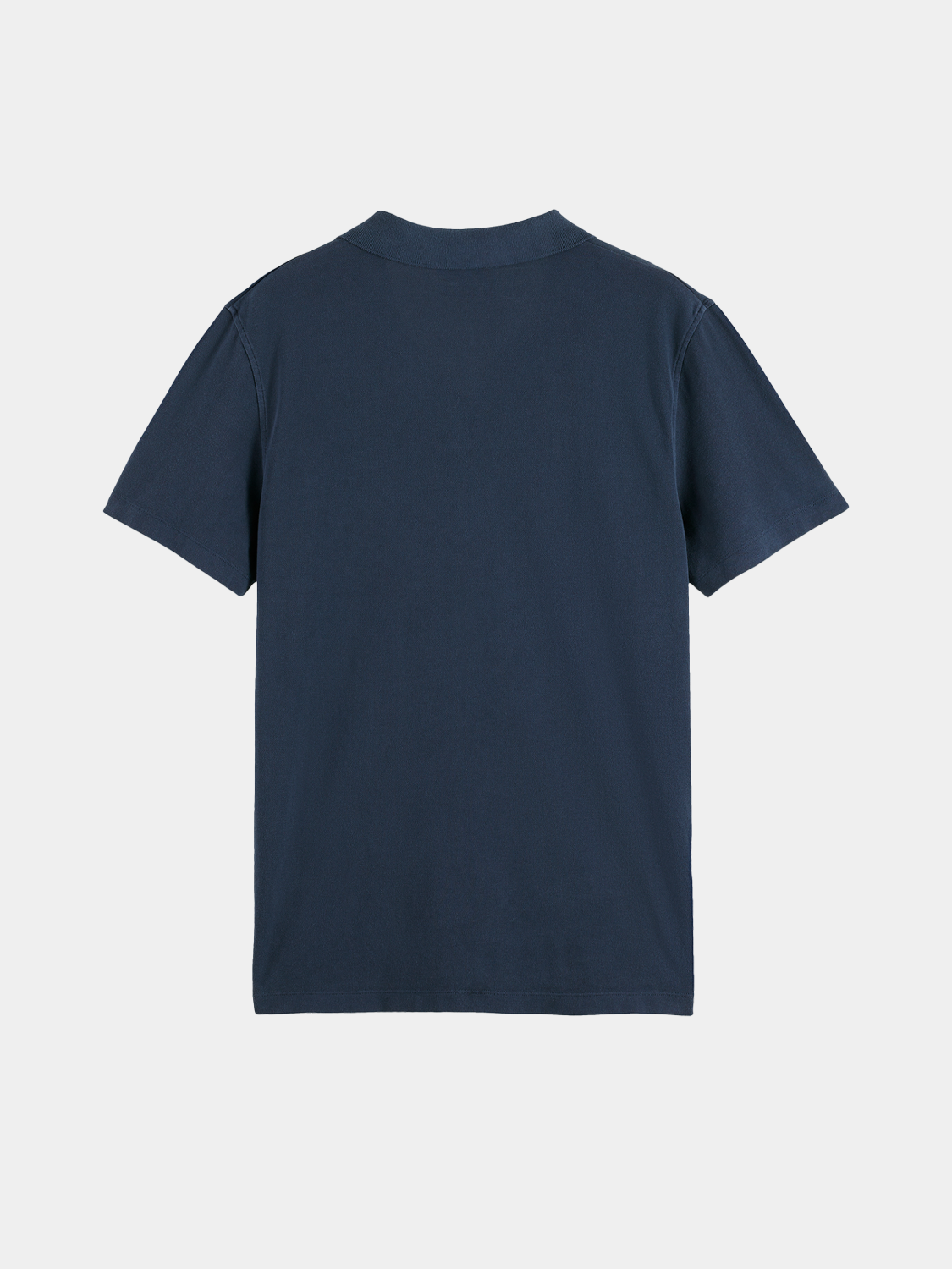 Black Scotch & Soda pique polo shirt with a classic collar and short sleeves, shown on a plain background.