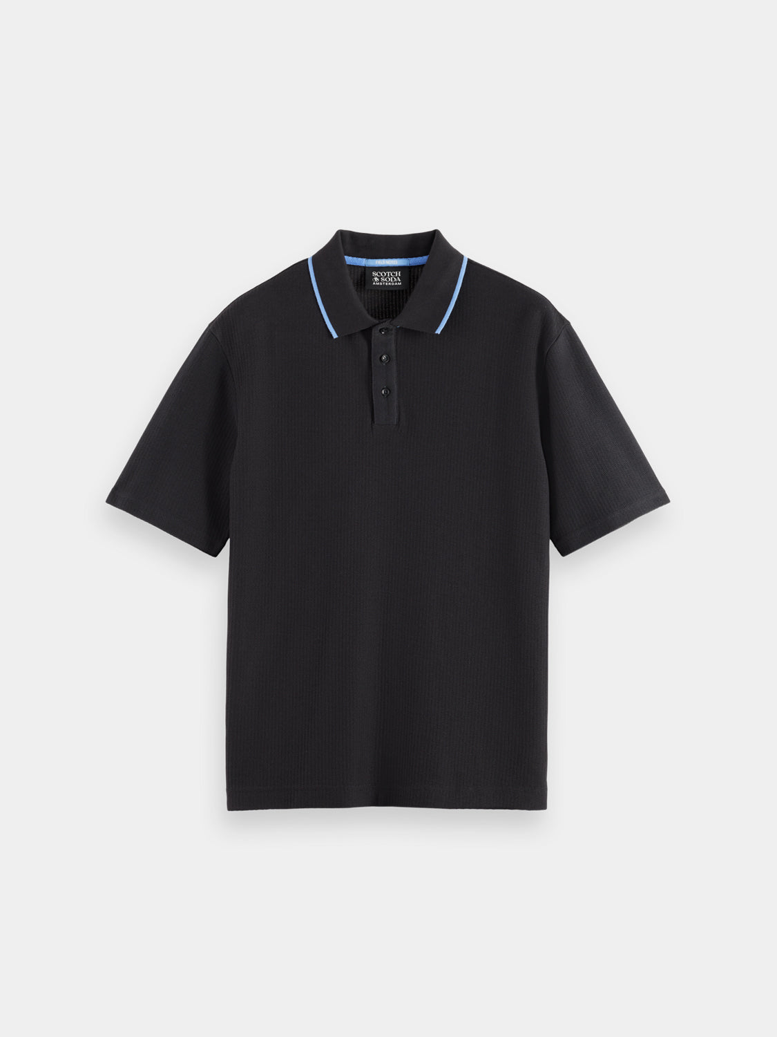 Structured polo shirt by Scotch & Soda, featuring a classic design with a collar and short sleeves, displayed on a hanger.