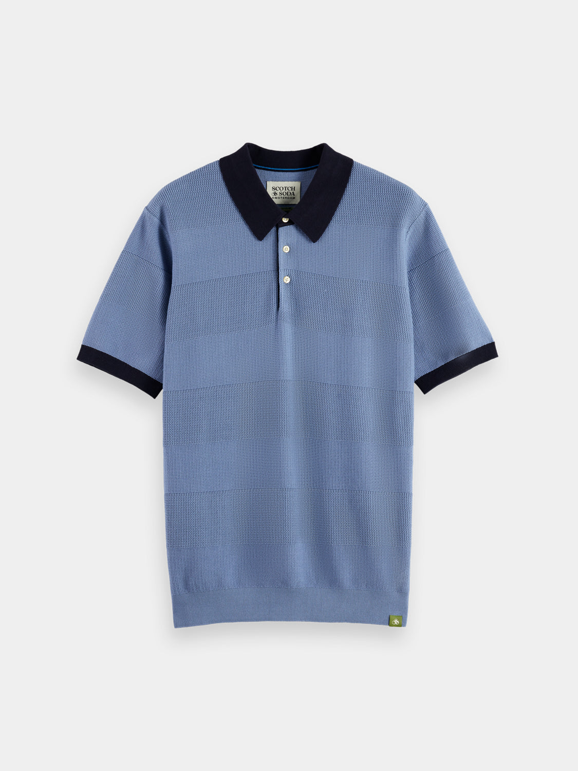 Knitted tonal striped polo - Scotch & Soda NZ