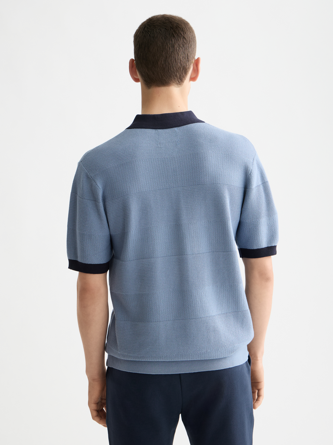 Knitted tonal striped polo - Scotch & Soda NZ