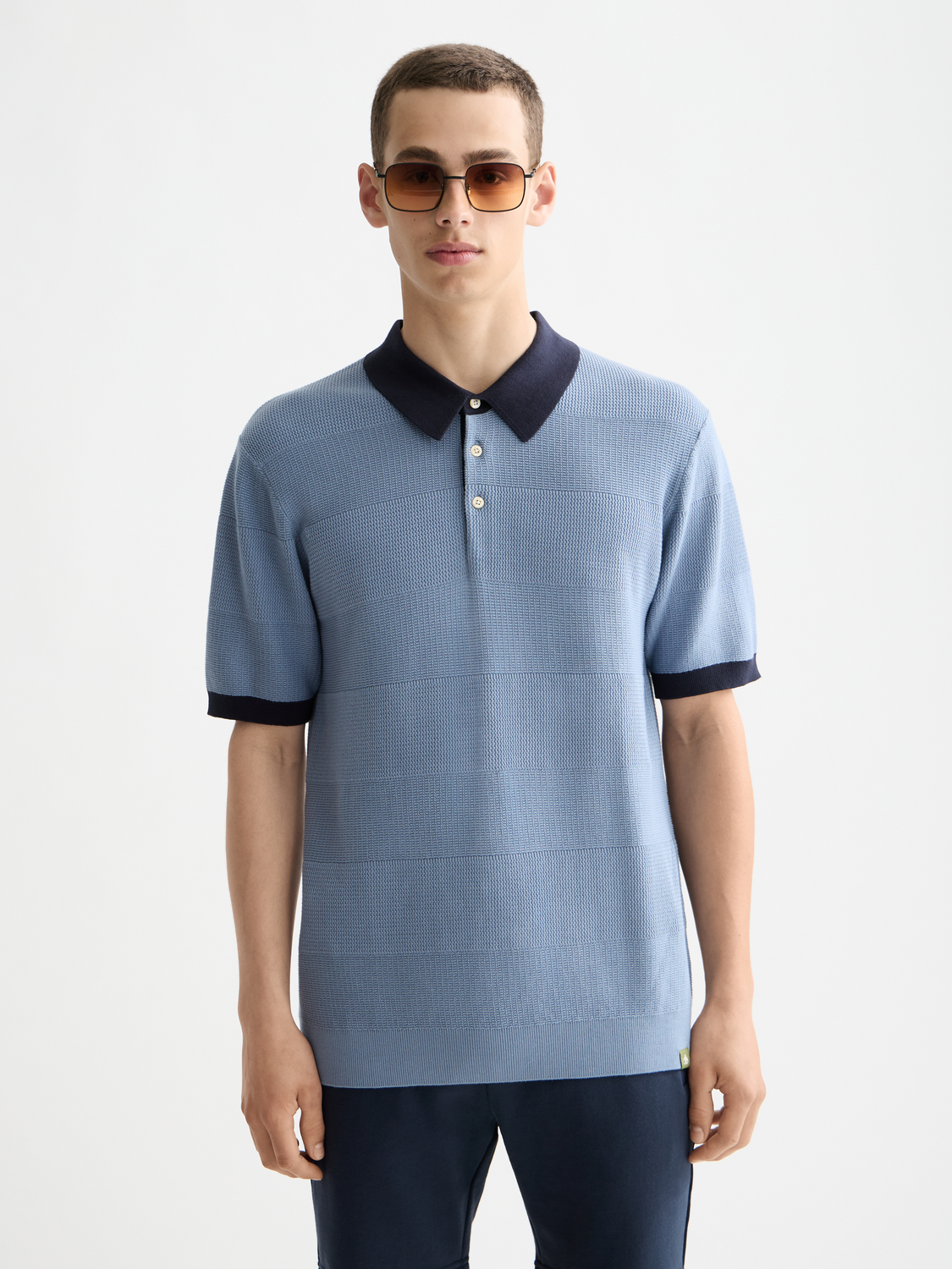 Knitted tonal striped polo - Scotch & Soda NZ