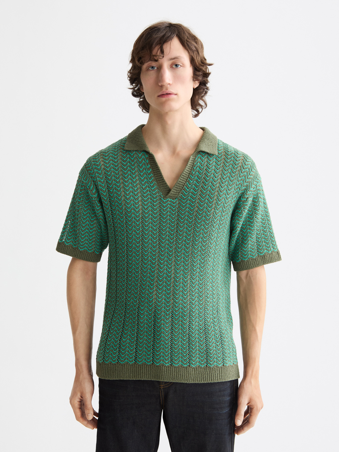 Knitted v-neck polo - Scotch & Soda NZ