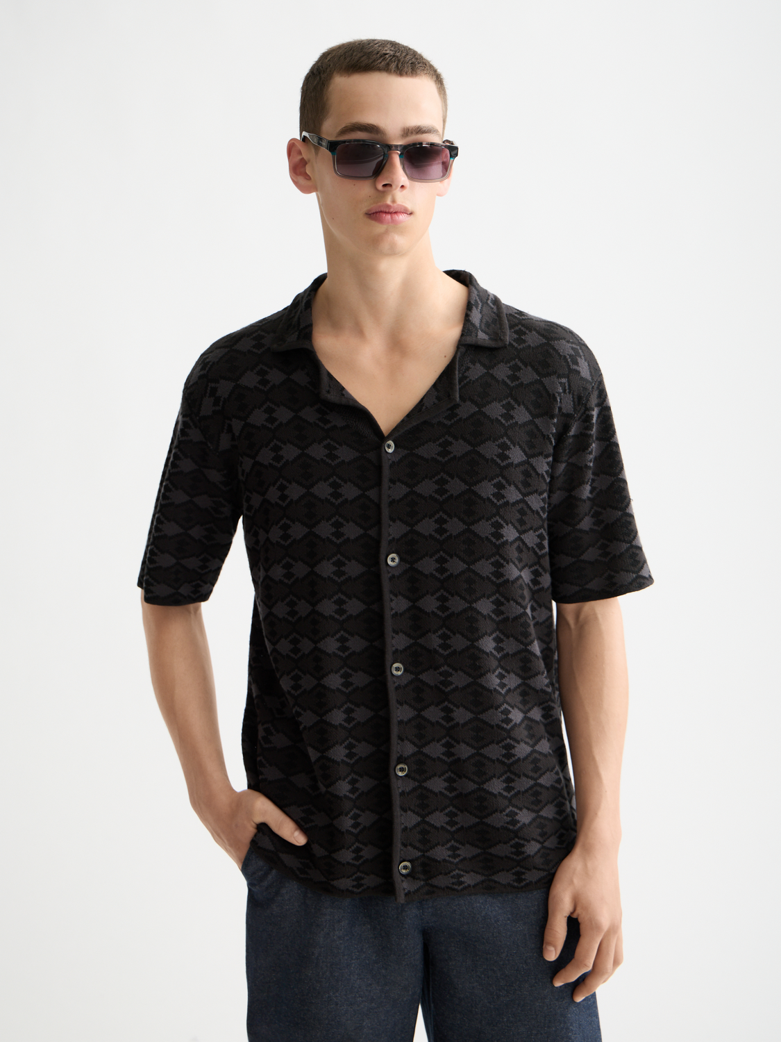 Knitted short-sleeved shirt by Scotch & Soda, featuring a textured knitwear design in a casual style.