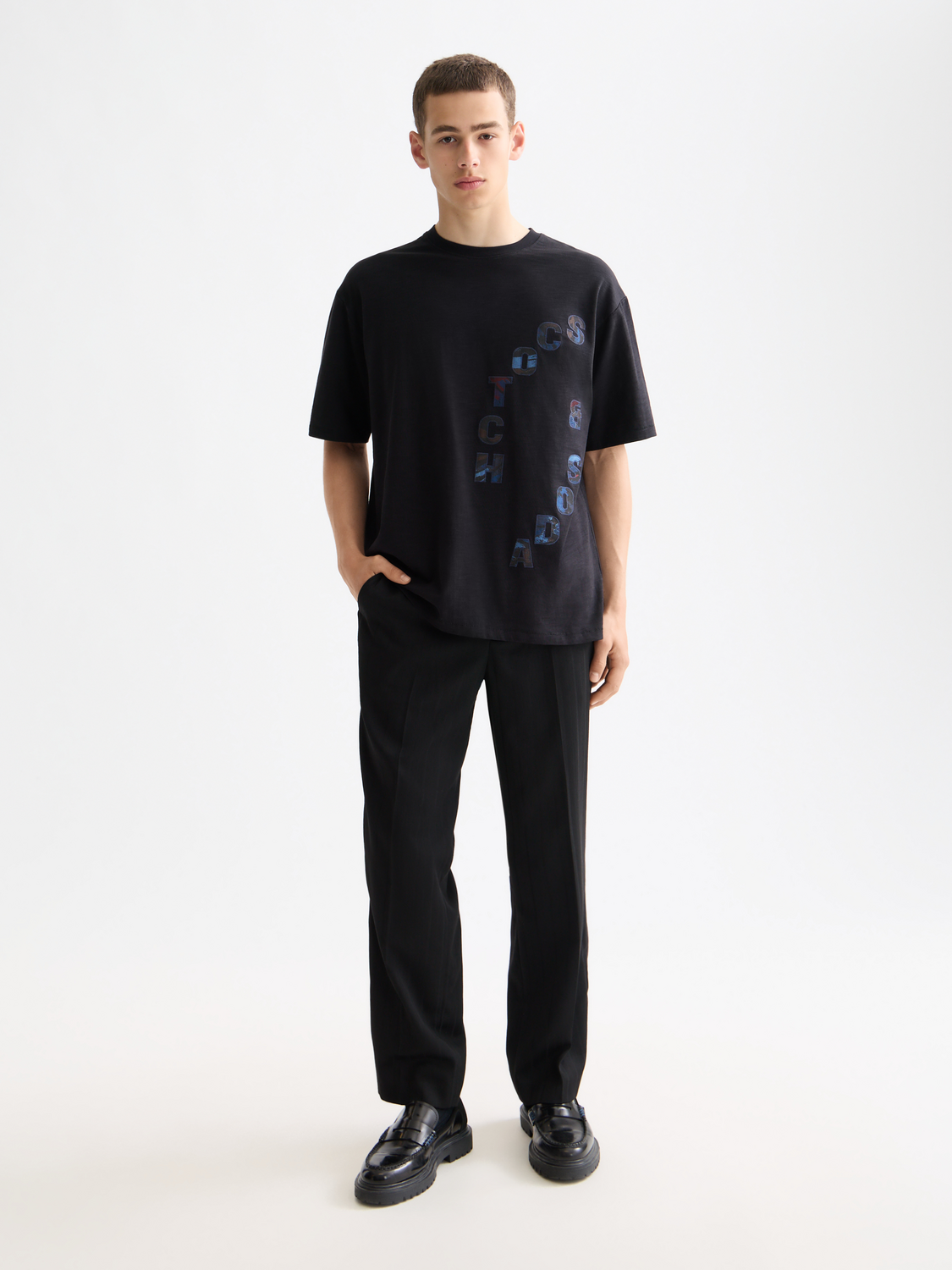 Short sleeve Scotch & Soda artwork t-shirt featuring a colorful graphic design on the front.