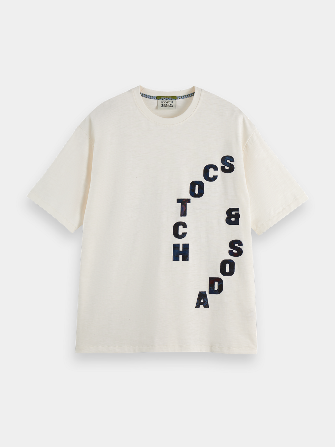 Scotch & Soda short sleeve artwork t-shirt with colorful graphic design on front, casual men's summer tee.
