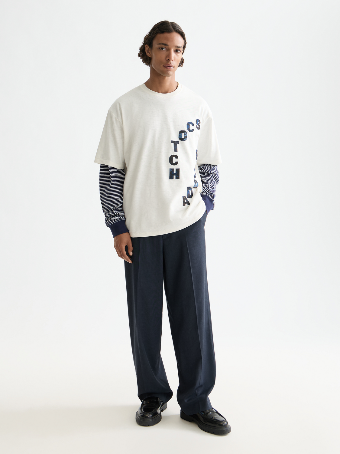 SCOTCH & SODA artwork short-sleeve t-shirt featuring a colorful graphic design on the front.