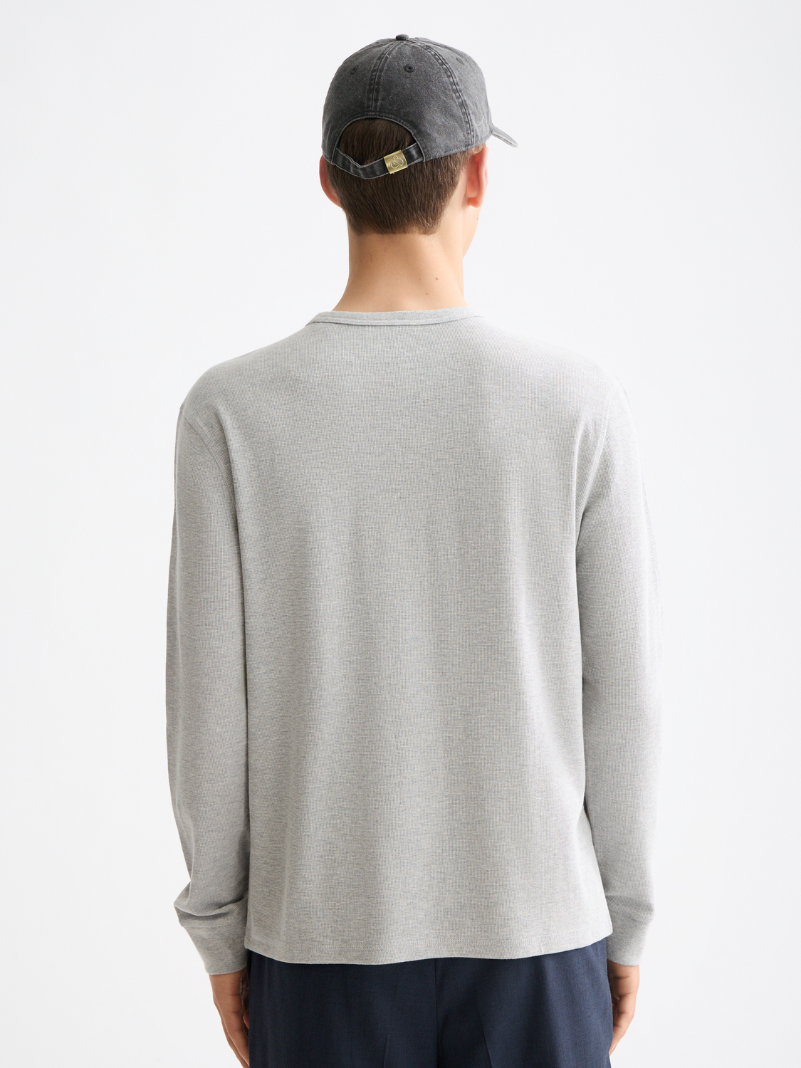 Long-sleeved waffle t-shirt by Scotch & Soda featuring a textured fabric in dark color with a classic fit.