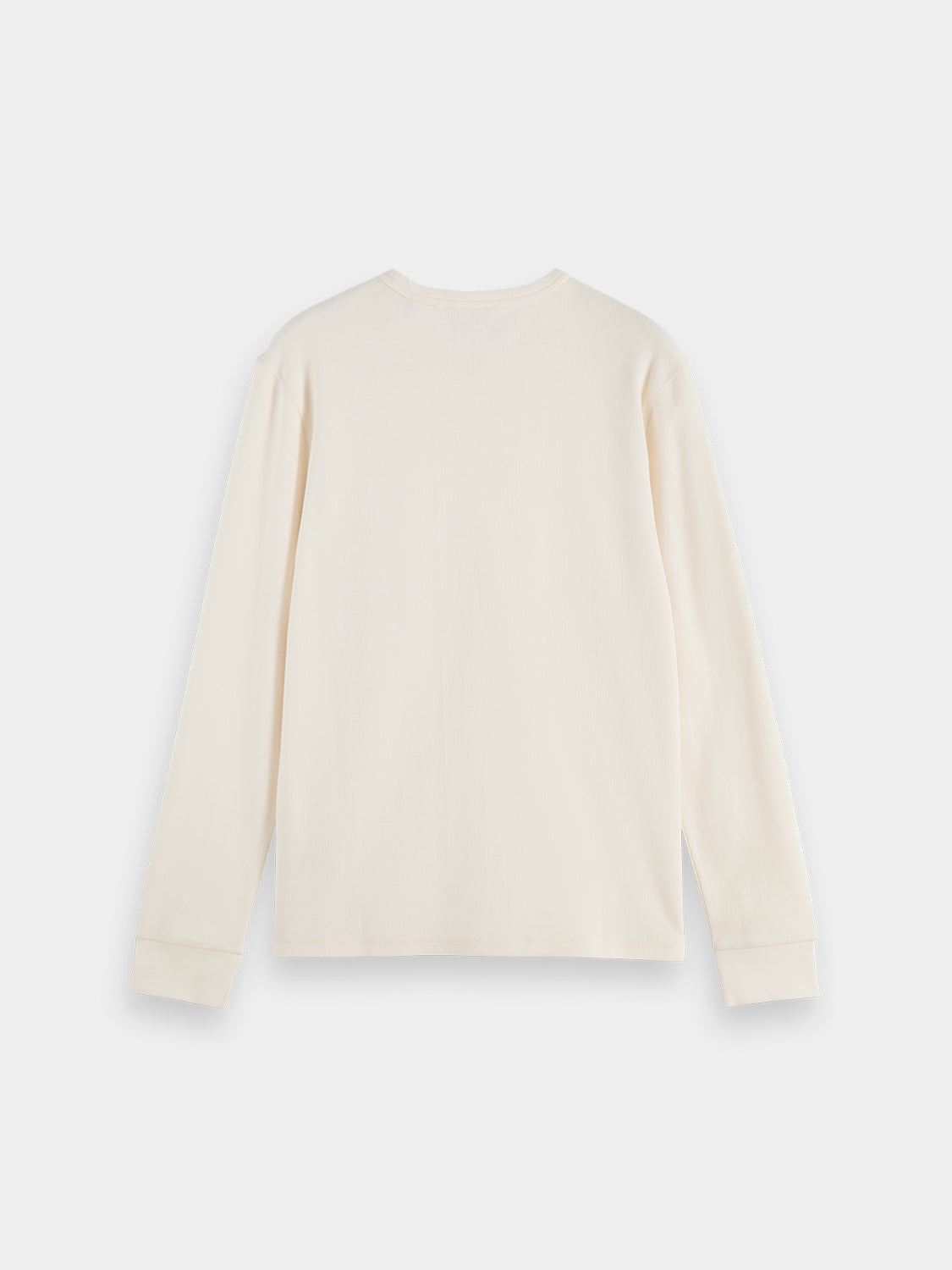 Waffle long-sleeved T-shirt by Scotch & Soda, black color, casual fit with textured fabric and ribbed cuffs.