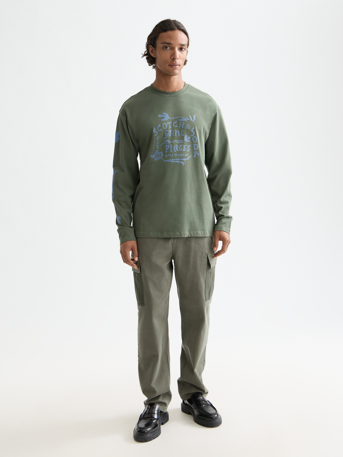 Long-sleeved Scotch & Soda T-shirt with artwork design, featuring a stylish fit and detailed print on the front.