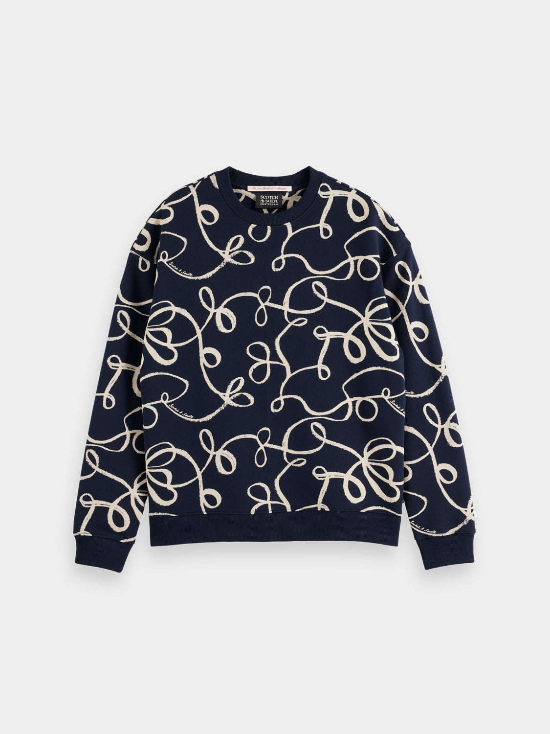 Printed sweatshirt by Scotch & Soda featuring bold graphic design, long sleeves, and a comfortable fit.