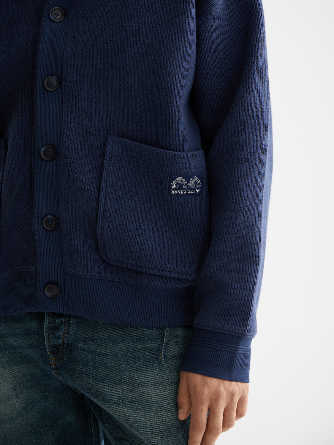 Scotch & Soda button-down sweatshirt with a casual fit, featuring a classic design and soft fabric in a stylish color.