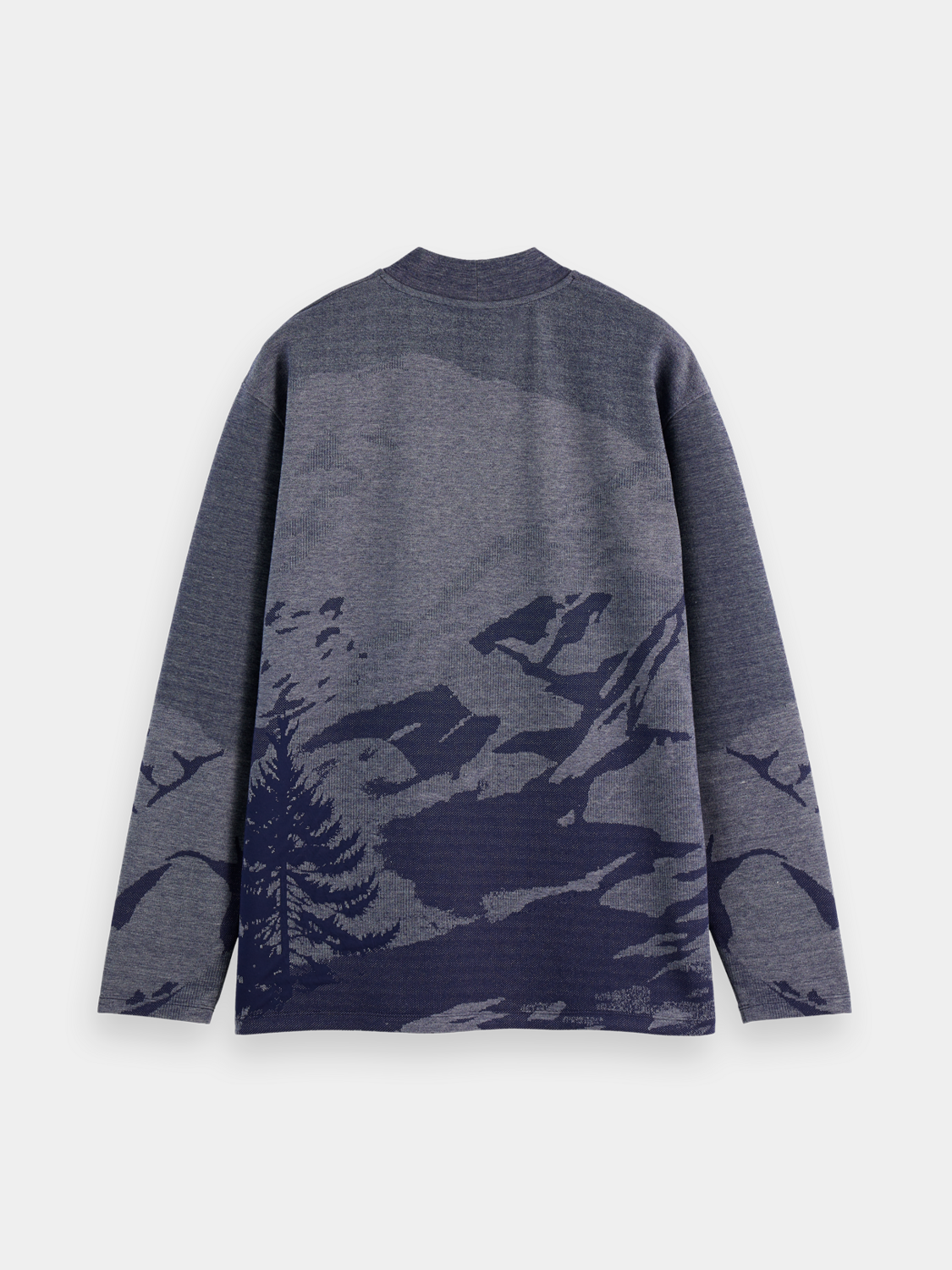Black Scotch & Soda jacquard knit sweatpants, featuring intricate knit patterns and a relaxed fit for casual comfort.