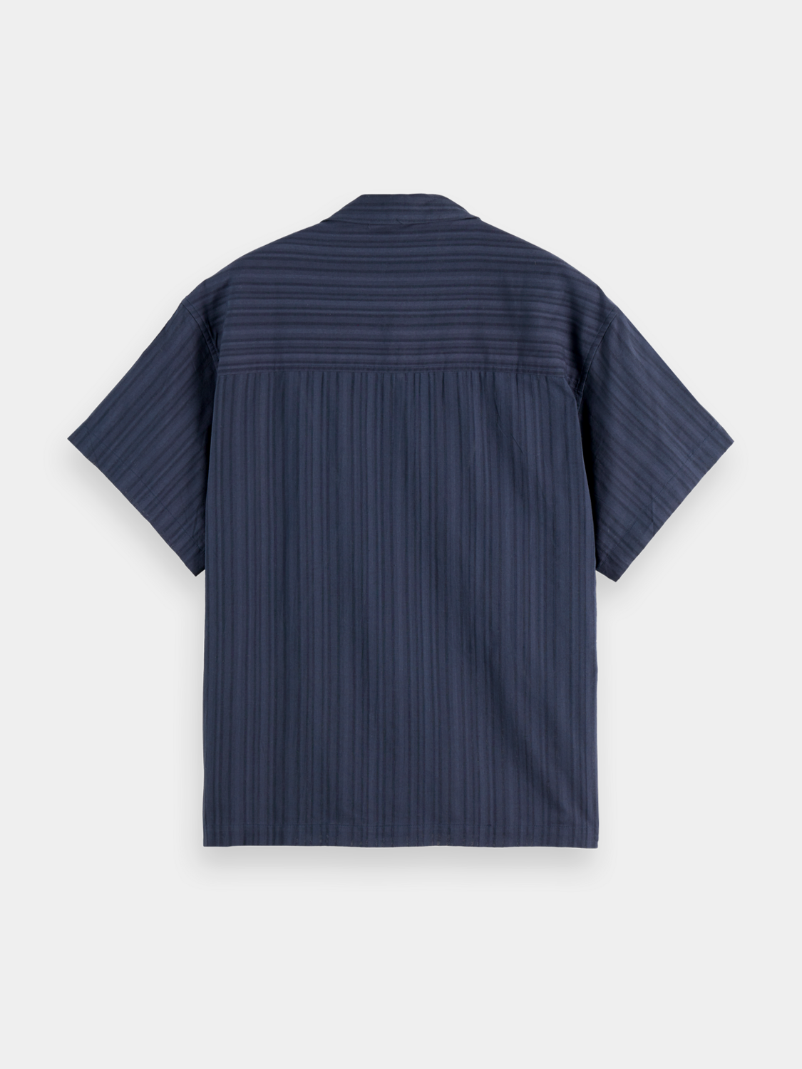 Striped short-sleeved shirt by Scotch & Soda, featuring a casual fit with navy and white horizontal stripes.